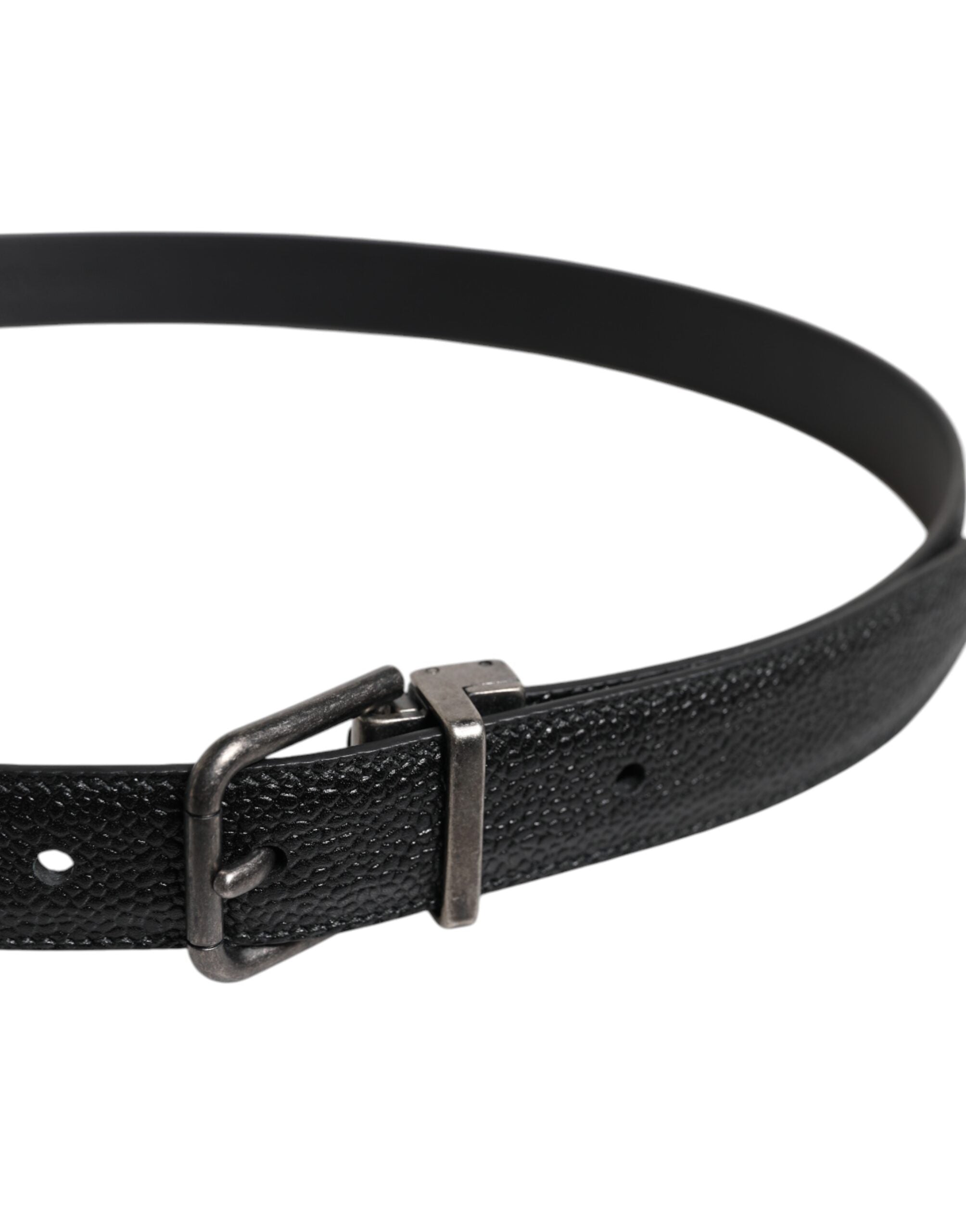 Dolce & Gabbana Black Calf Leather Classic Metal Buckle Men's Belt