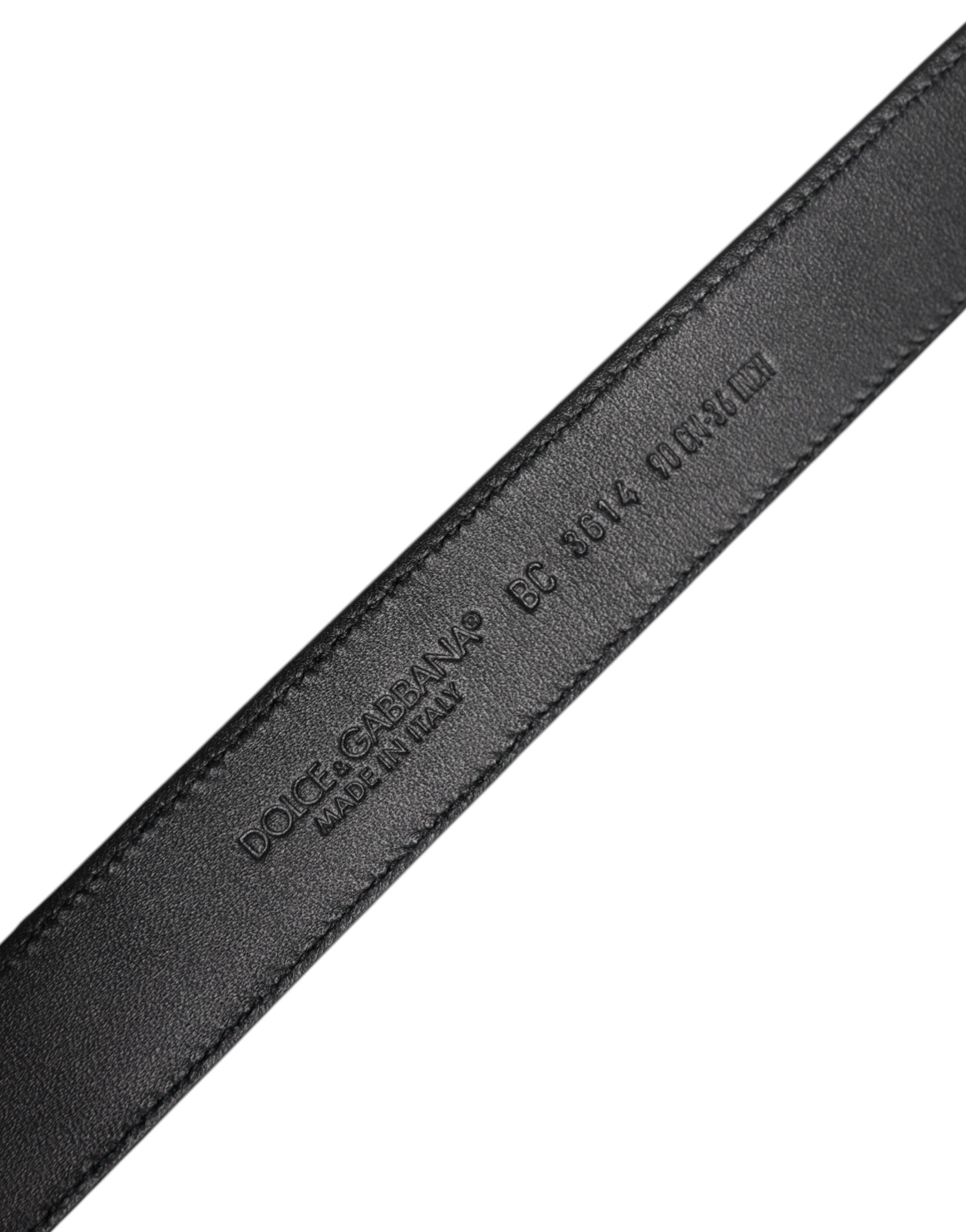 Dolce & Gabbana Black Calf Leather Classic Metal Buckle Men's Belt