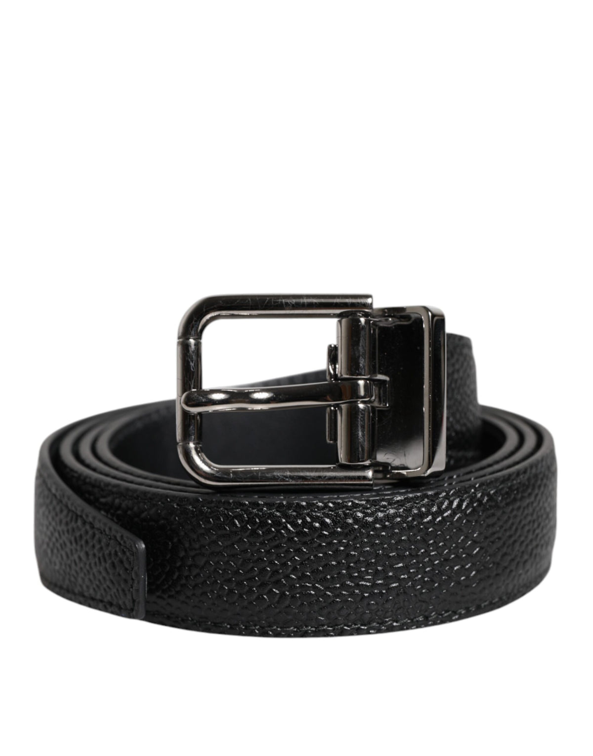 Dolce & Gabbana Black Calf Leather Classic Metal Buckle Men's Belt