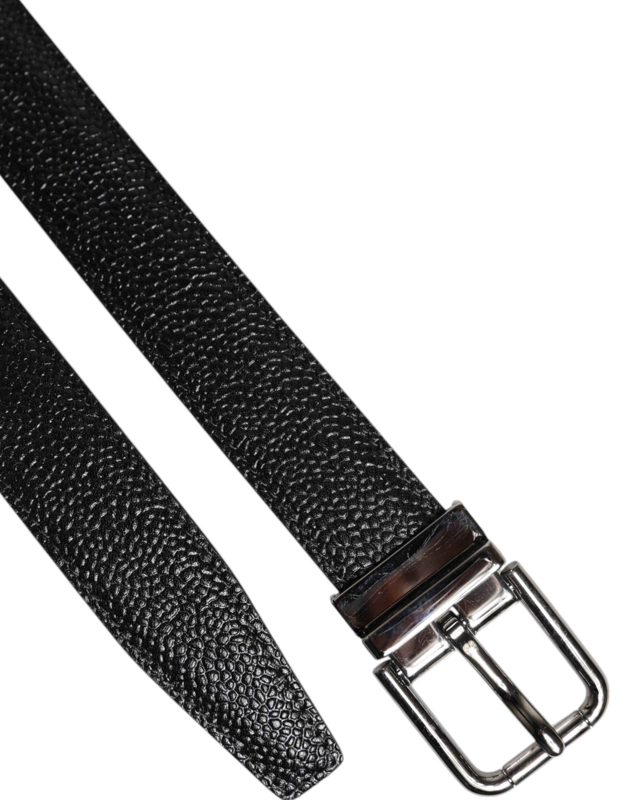 Dolce & Gabbana Black Calf Leather Classic Metal Buckle Men's Belt