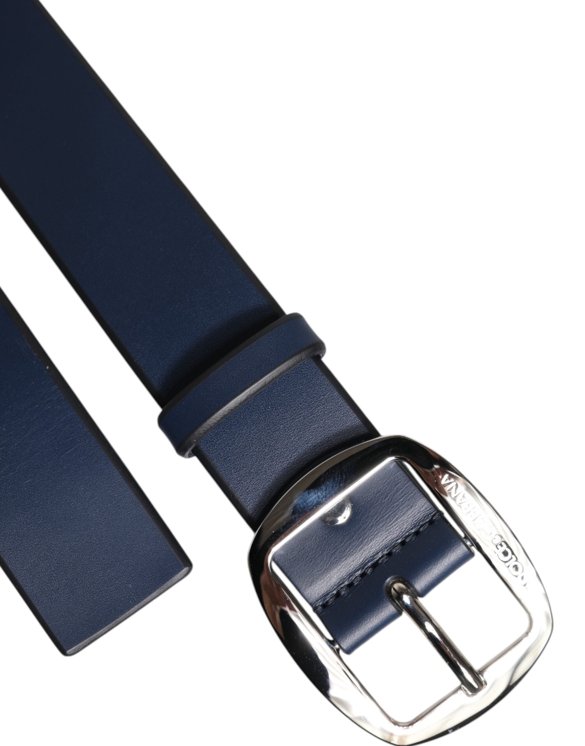 Dolce & Gabbana Blue Calf Leather Classic Metal Buckle Men's Belt