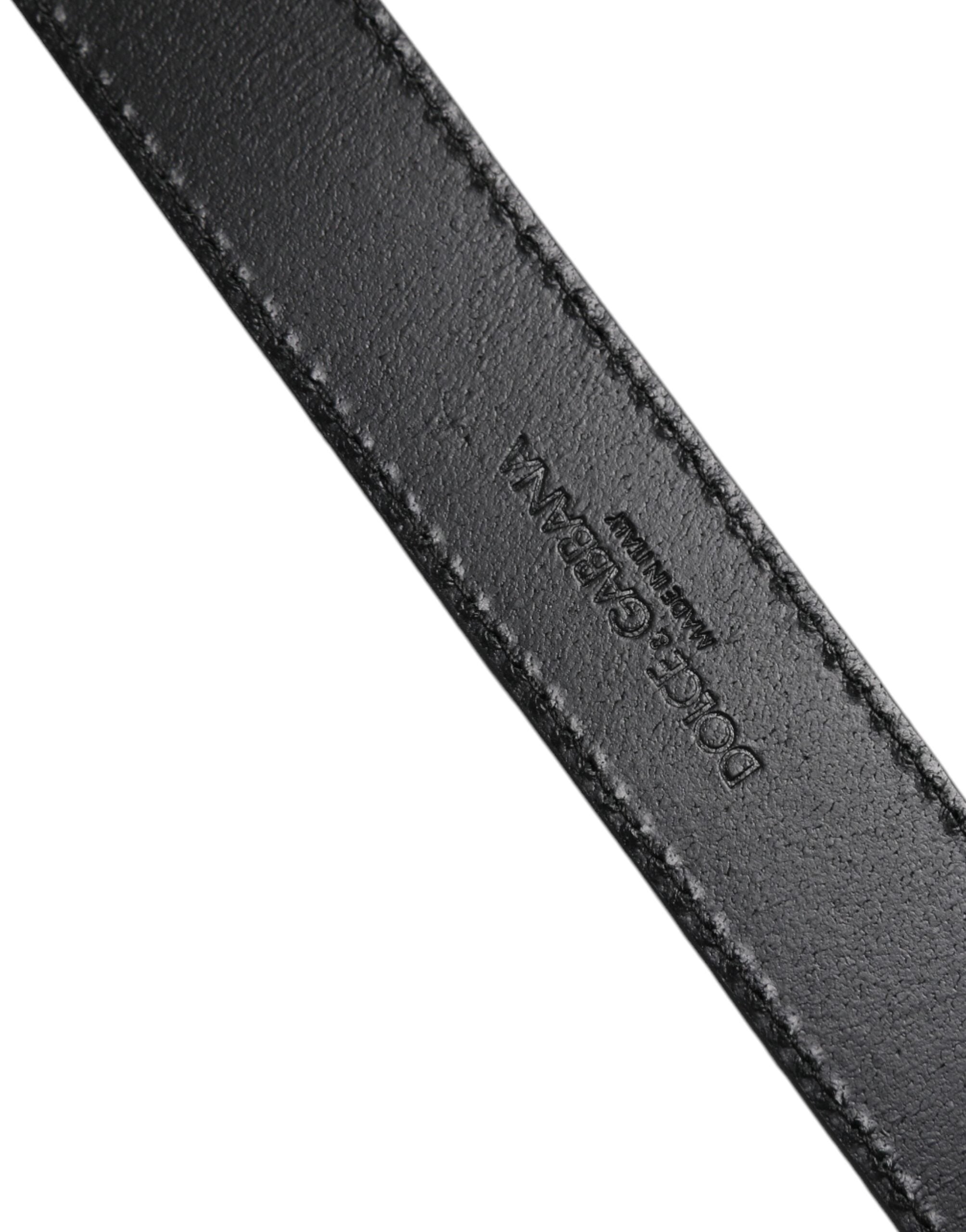 Dolce & Gabbana Silver Classic Gold Logo Plaque Buckle Men's Belt (Pre-Owned)