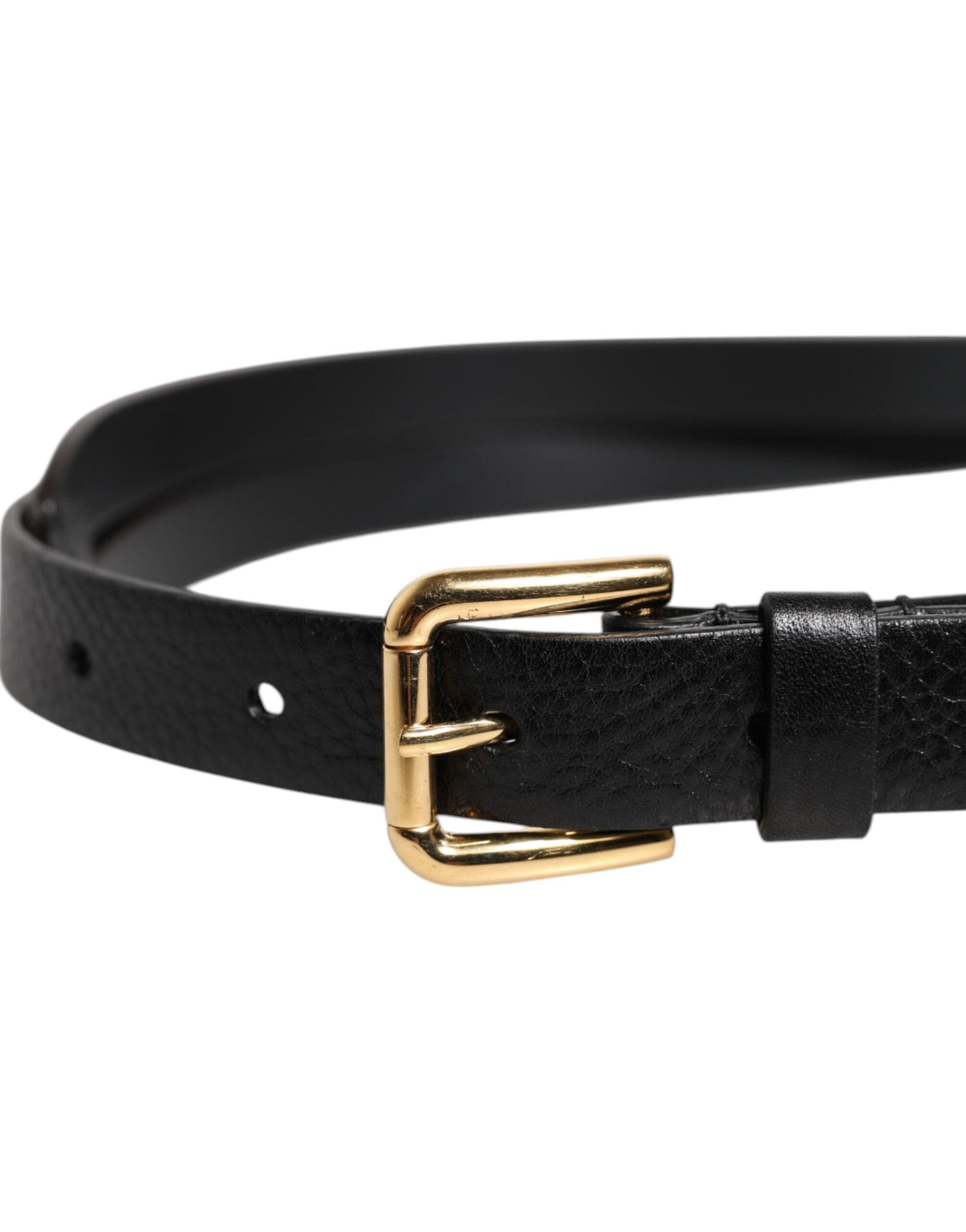 Dolce & Gabbana Black Leopard Classic Gold Metal Buckle Men's Belt (Pre-Owned)