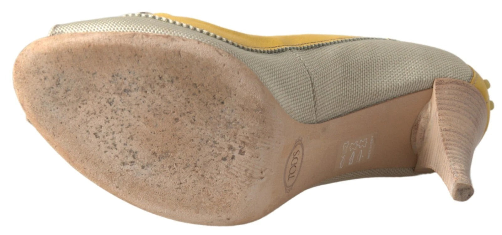 Tod's Yellow Off White Peep Toe Heels Pumps Women's Shoes (Pre-Owned)