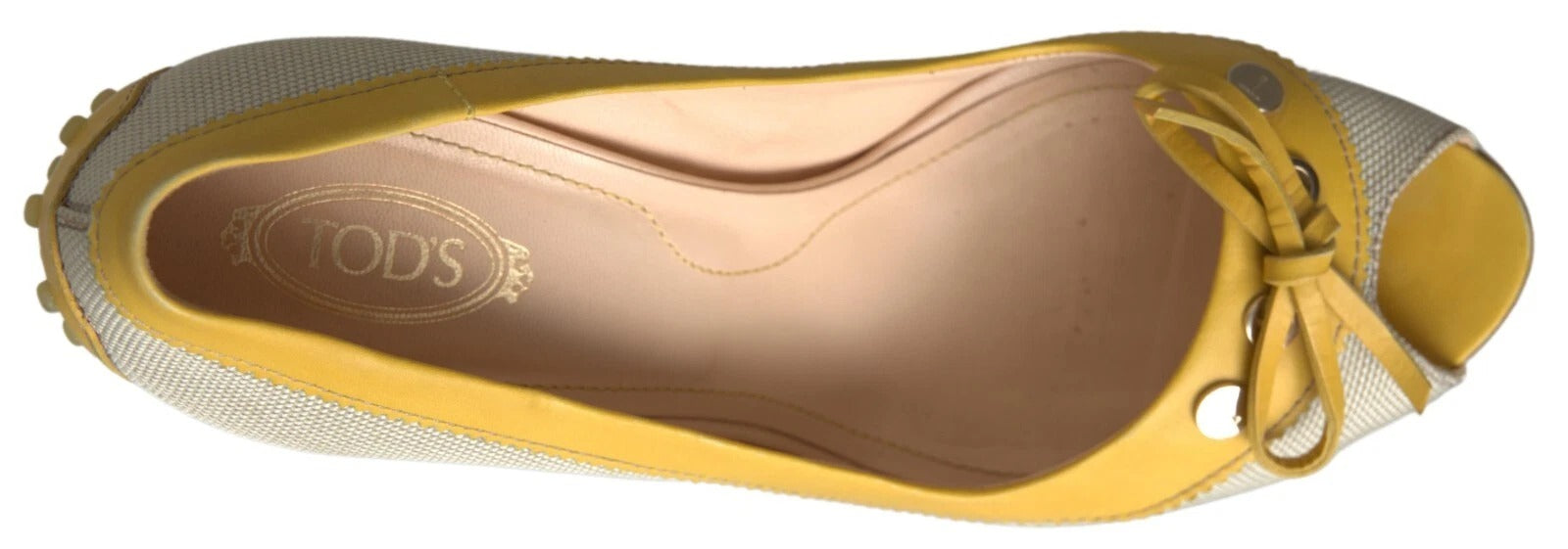 Tod's Yellow Off White Peep Toe Heels Pumps Women's Shoes (Pre-Owned)
