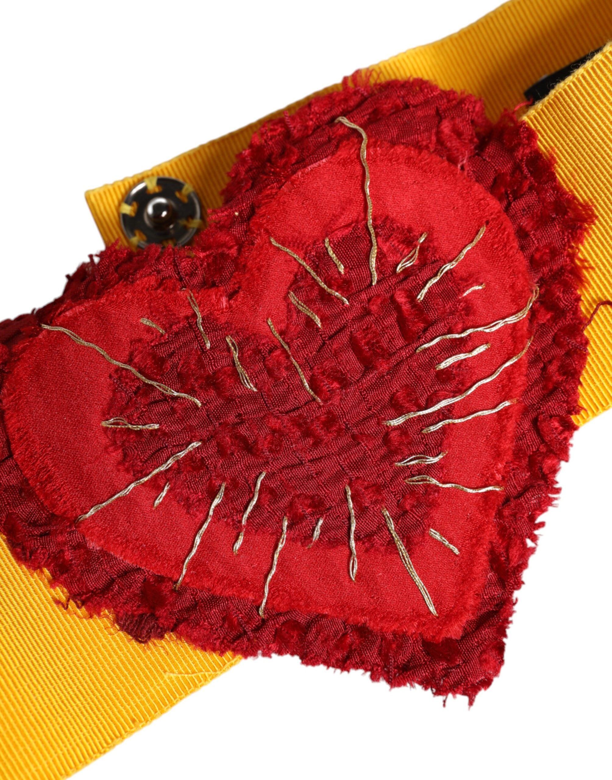 Dolce & Gabbana Yellow Stretch Wide Waist Heart Embellished Women's Belt