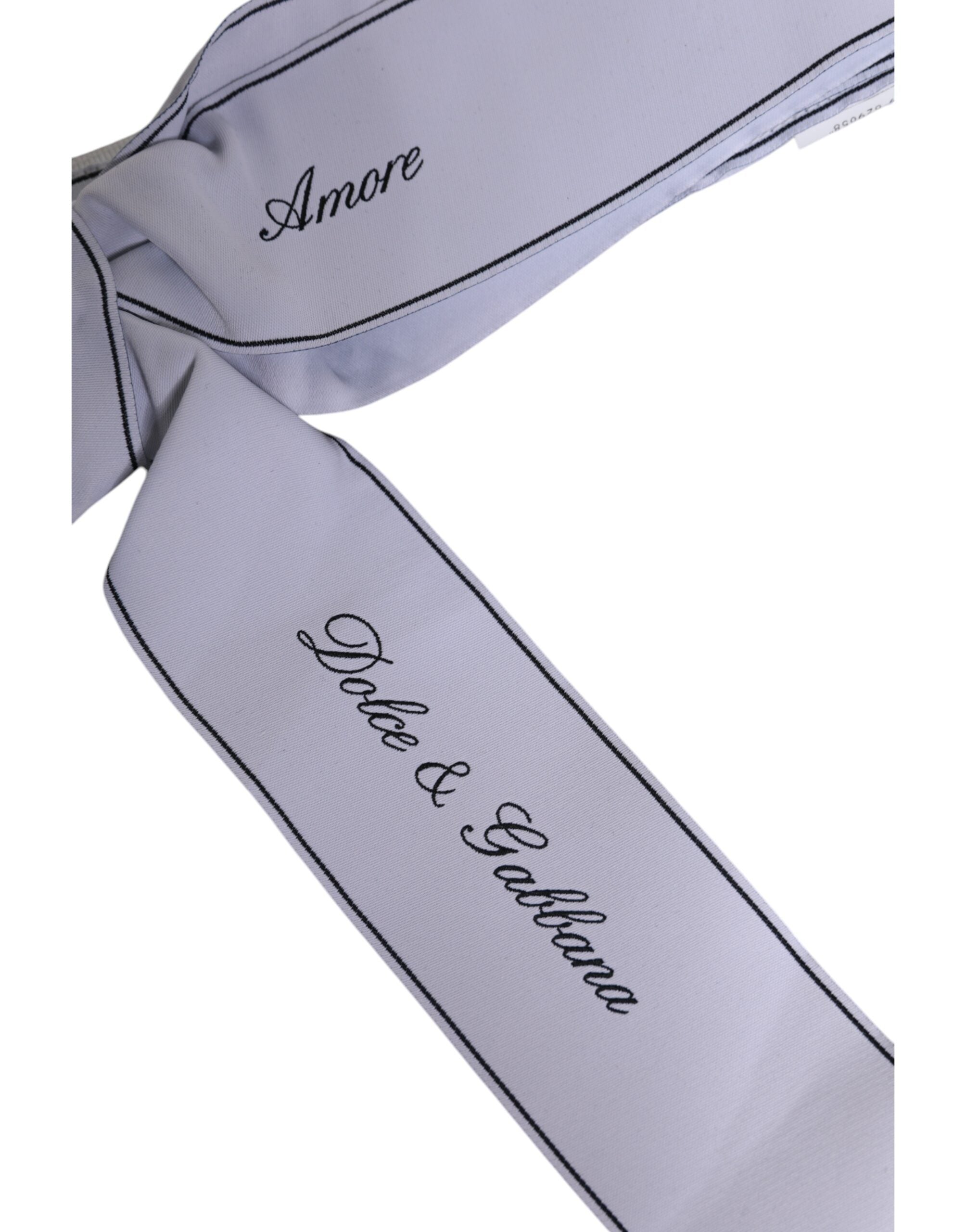 Dolce & Gabbana White Waist Ribbon Wide Bow Logo Women's Belt