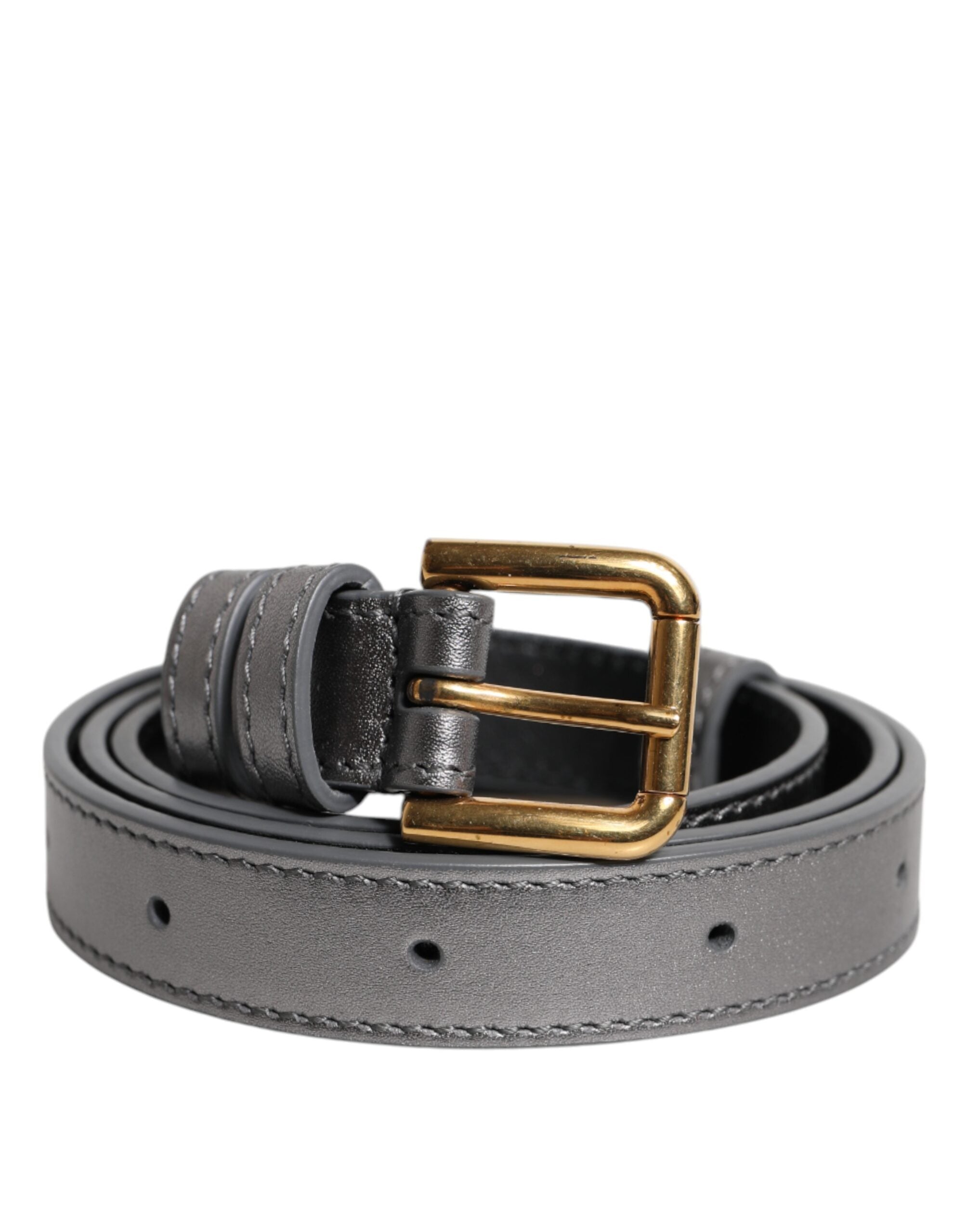 Dolce & Gabbana Silver Logo Engraved Metal Waist Buckle Women's Belt (Pre-Owned)