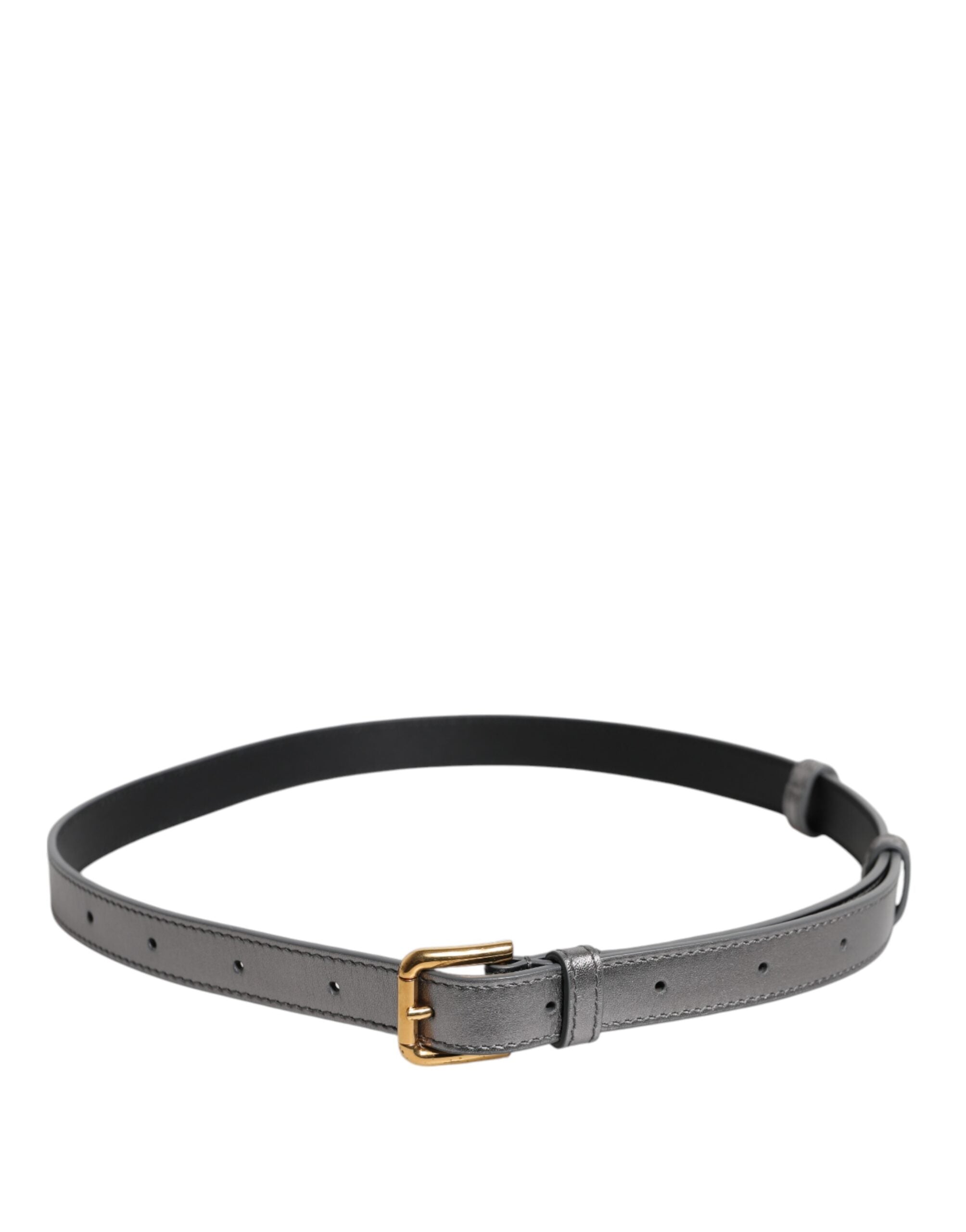 Dolce & Gabbana Silver Logo Engraved Metal Waist Buckle Women's Belt (Pre-Owned)