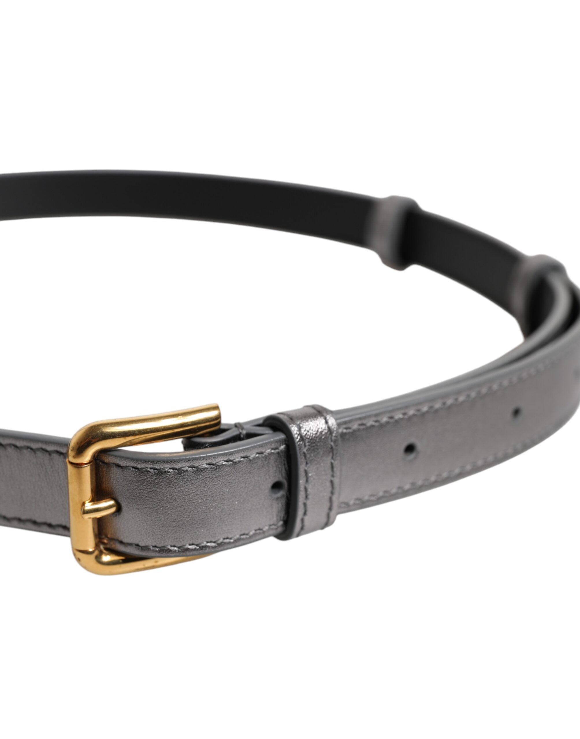 Dolce & Gabbana Silver Logo Engraved Metal Waist Buckle Women's Belt (Pre-Owned)