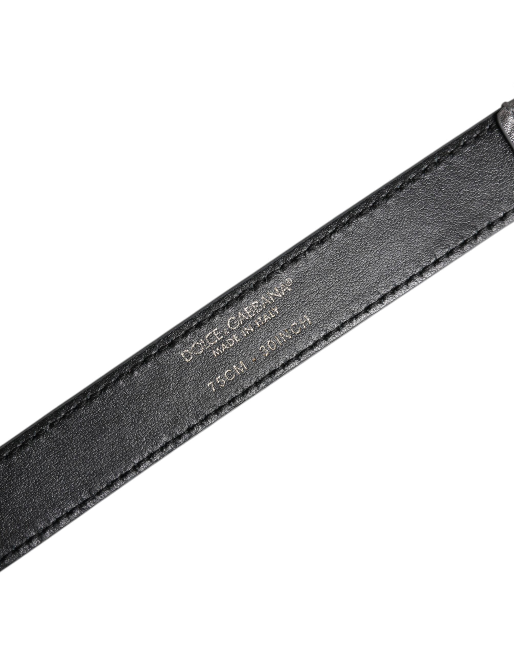 Dolce & Gabbana Silver Logo Engraved Metal Waist Buckle Women's Belt (Pre-Owned)
