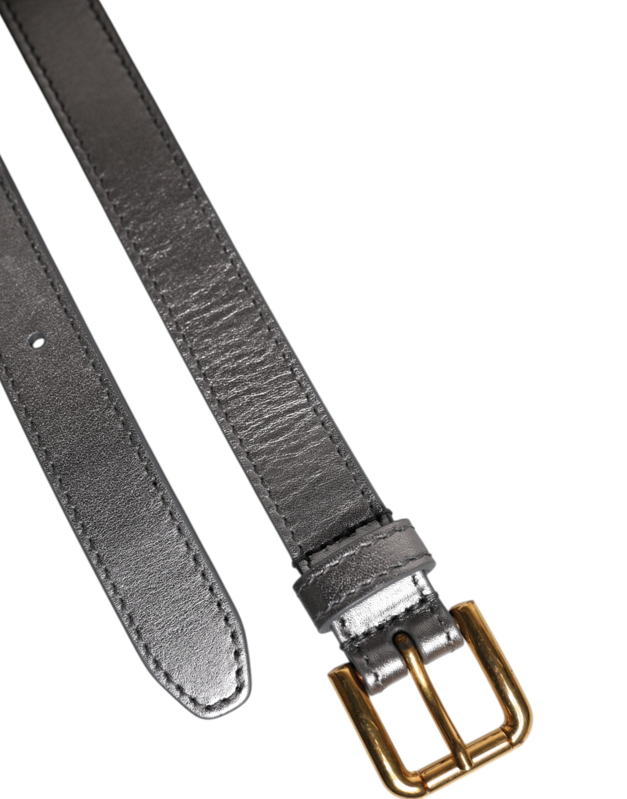 Dolce & Gabbana Silver Logo Engraved Metal Waist Buckle Women's Belt (Pre-Owned)