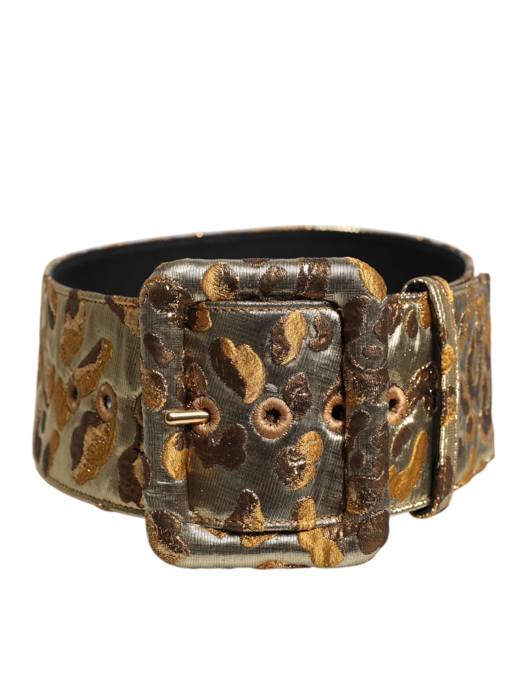 Dolce & Gabbana Gold Spotted Jacquard Fabric Wide Waist Women's Belt (Pre-Owned)