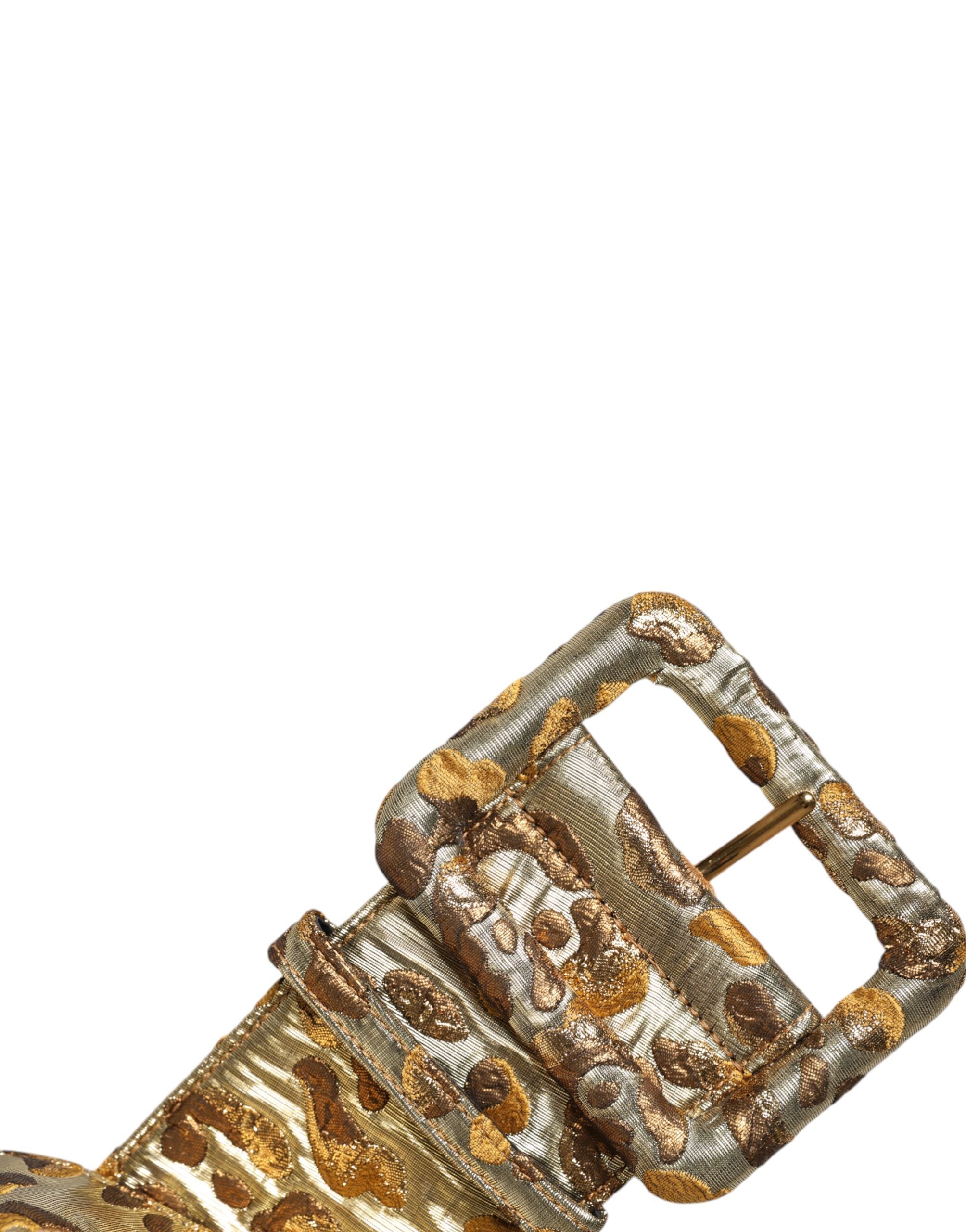 Dolce & Gabbana Gold Spotted Jacquard Fabric Wide Waist Women's Belt (Pre-Owned)