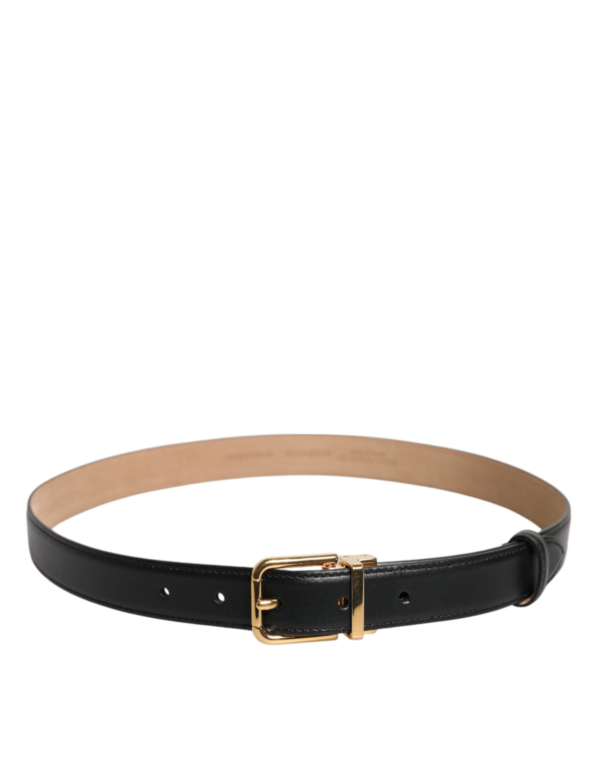 Dolce & Gabbana Black Leather Logo Metal Waist Buckle Women's Belt