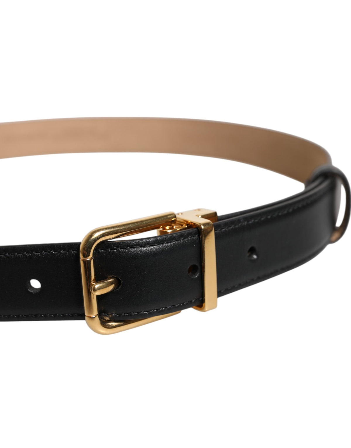 Dolce & Gabbana Black Leather Logo Metal Waist Buckle Women's Belt