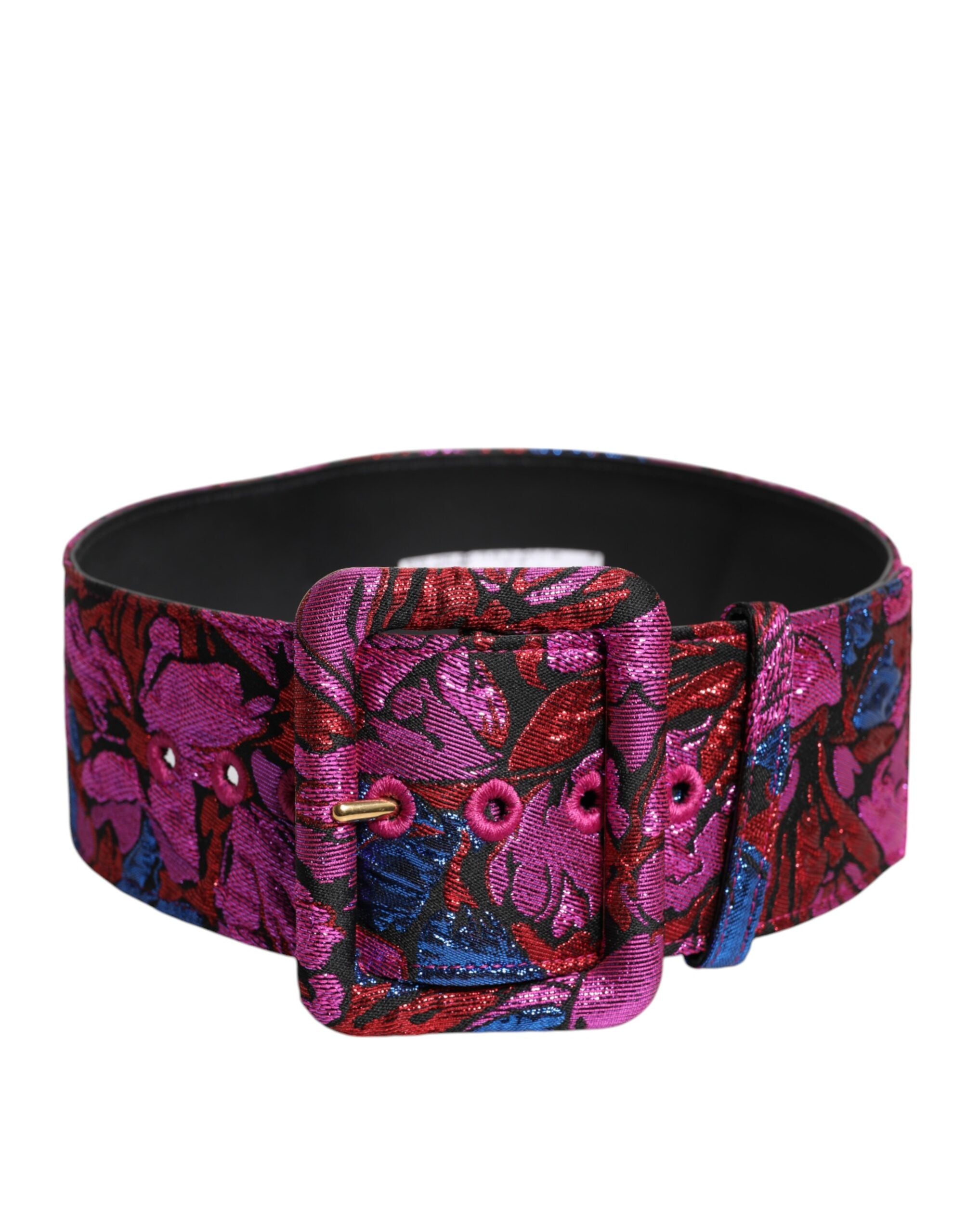 Dolce & Gabbana Multicolor Floral Jacquard Lurex Wide Waist Buckle Women's Belt (Pre-Owned)