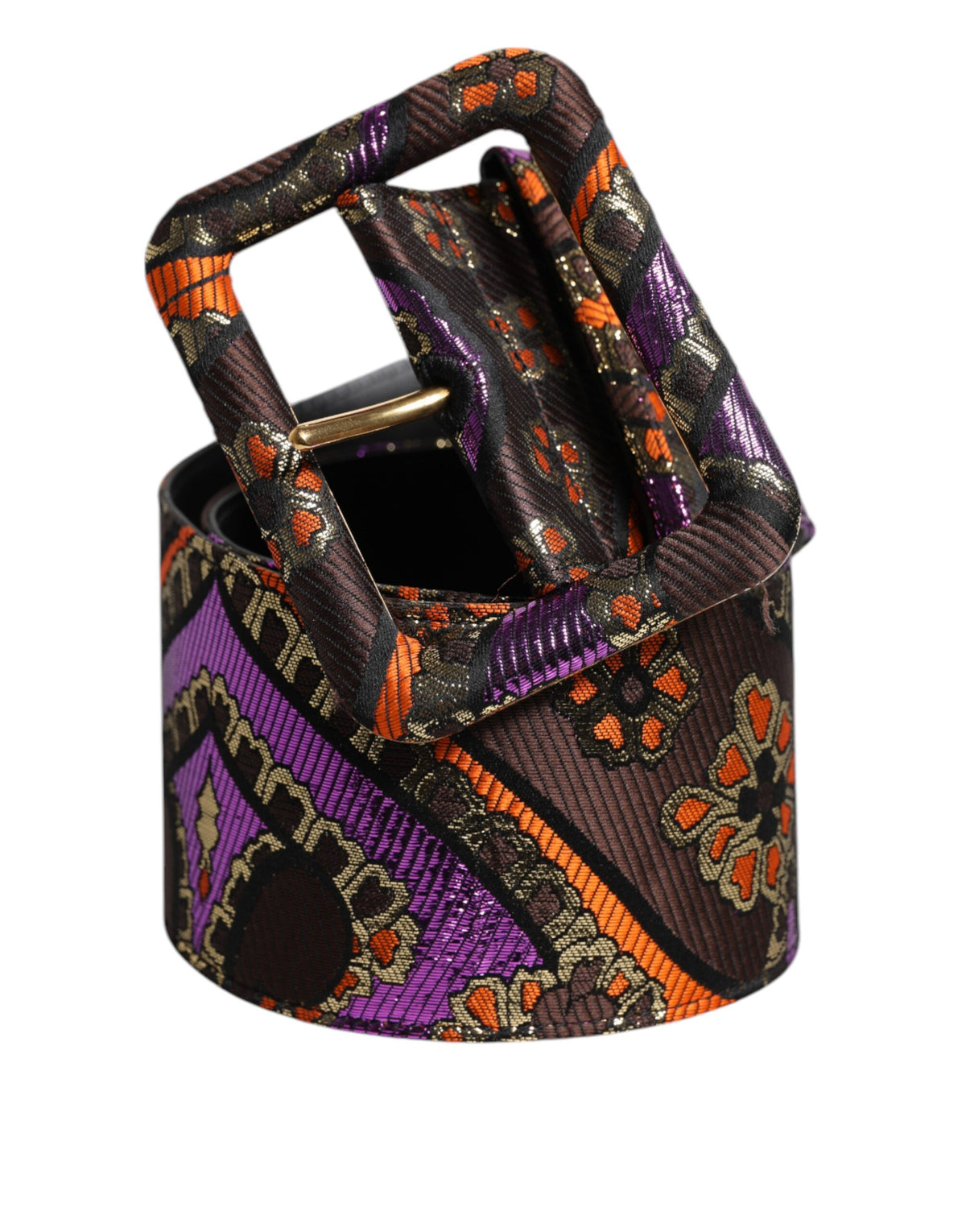 Dolce & Gabbana Multicolor Floral Jacquard Lurex Wide Waist Buckle Women's Belt (Pre-Owned)