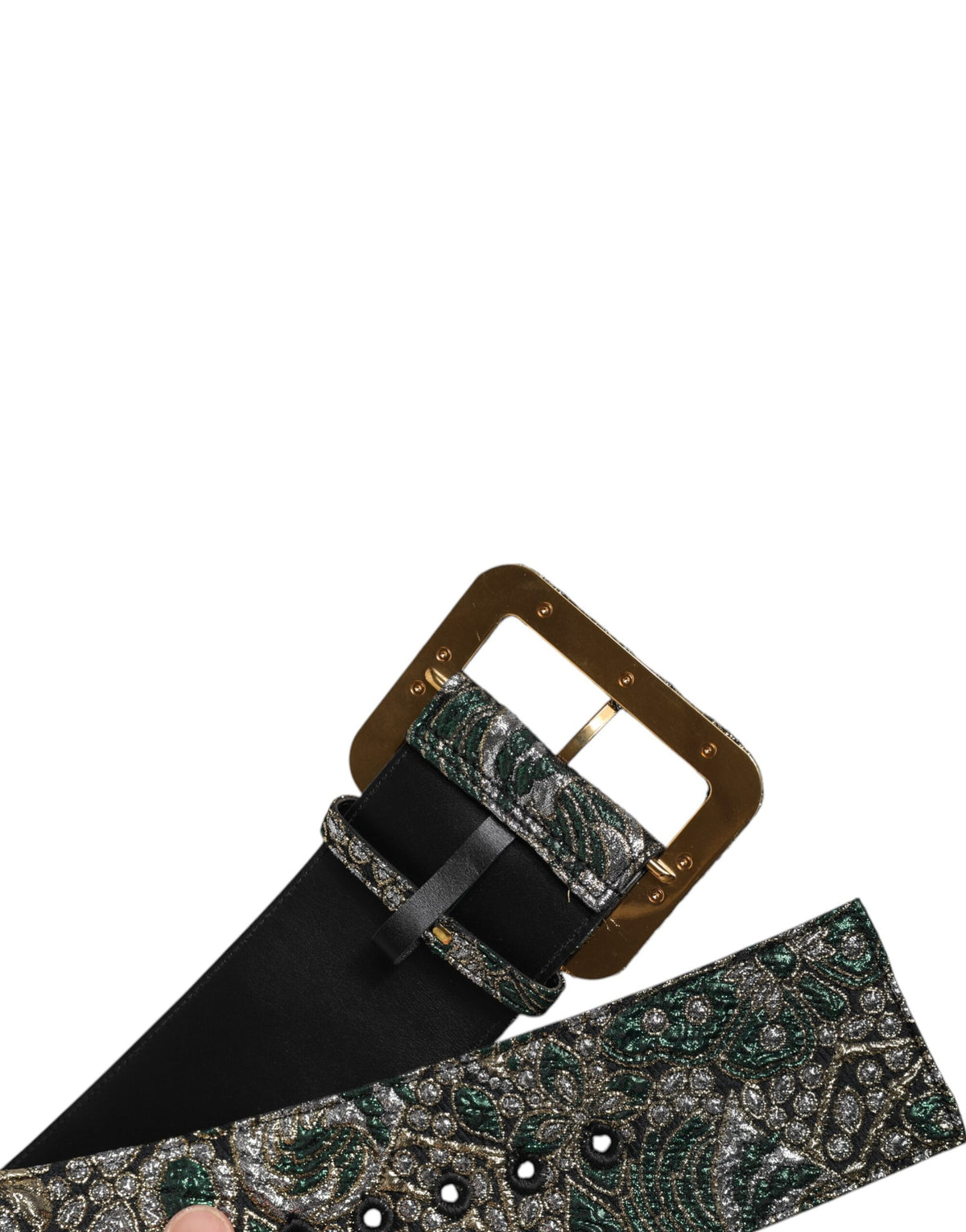 Dolce & Gabbana Multicolor Floral Jacquard Lurex Wide Waist Buckle Women's Belt (Pre-Owned)