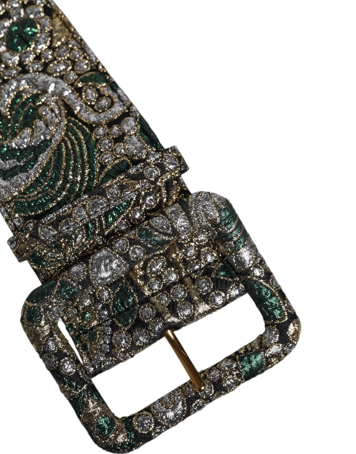 Dolce & Gabbana Multicolor Floral Jacquard Lurex Wide Waist Buckle Women's Belt (Pre-Owned)