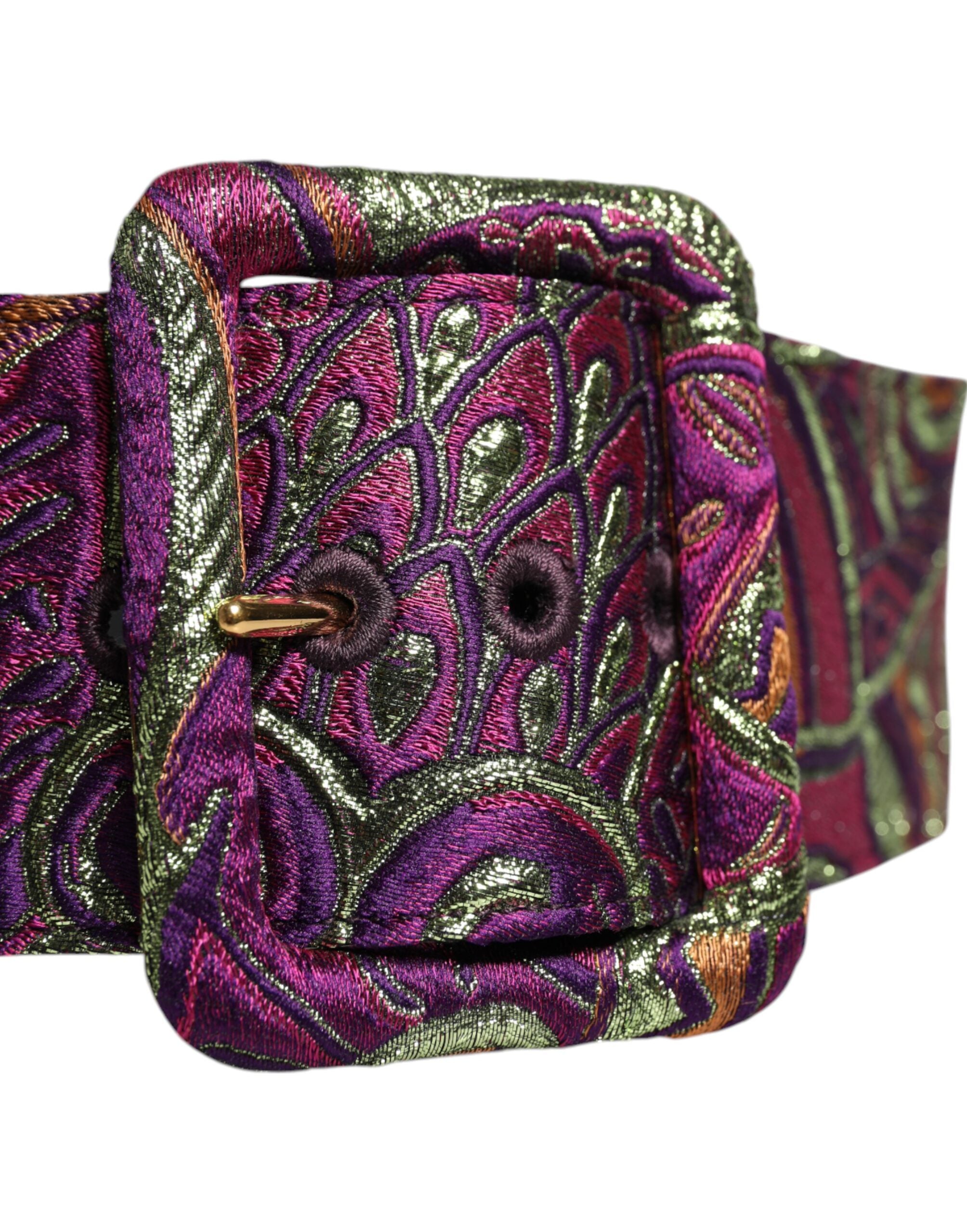 Dolce & Gabbana Multicolor Floral Jacquard Wide Waist Women's Belt (Pre-Owned)