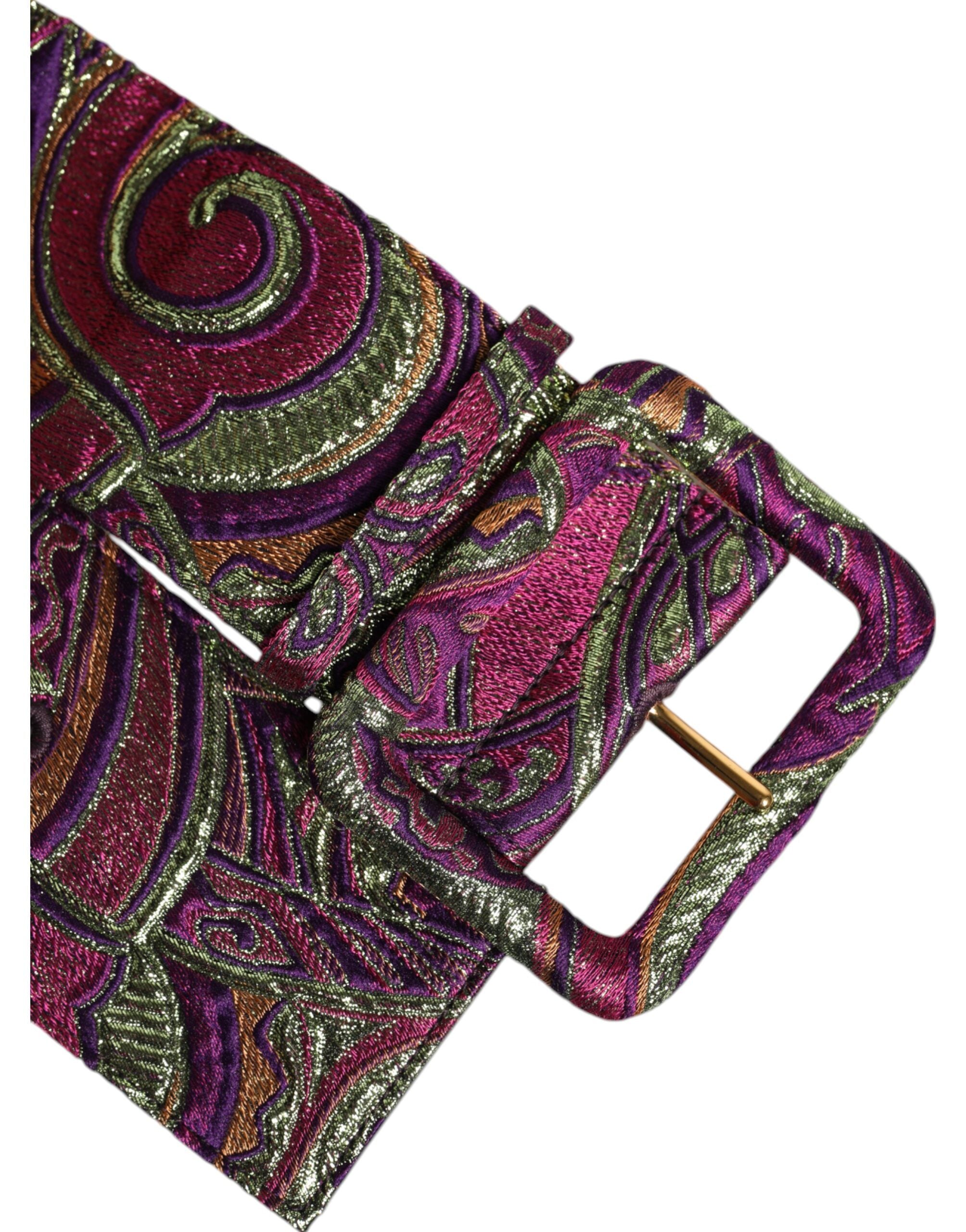 Dolce & Gabbana Multicolor Floral Jacquard Wide Waist Women's Belt (Pre-Owned)