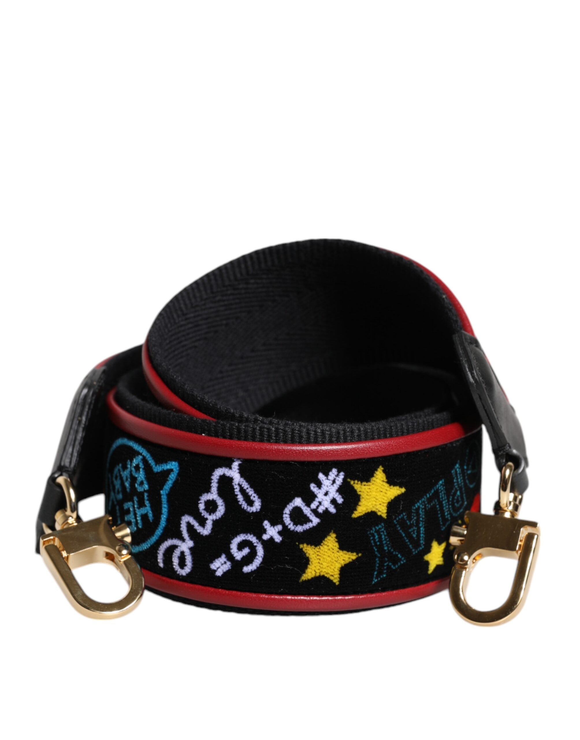 Dolce & Gabbana Black Cotton Printed Bag Shoulder Women's Strap