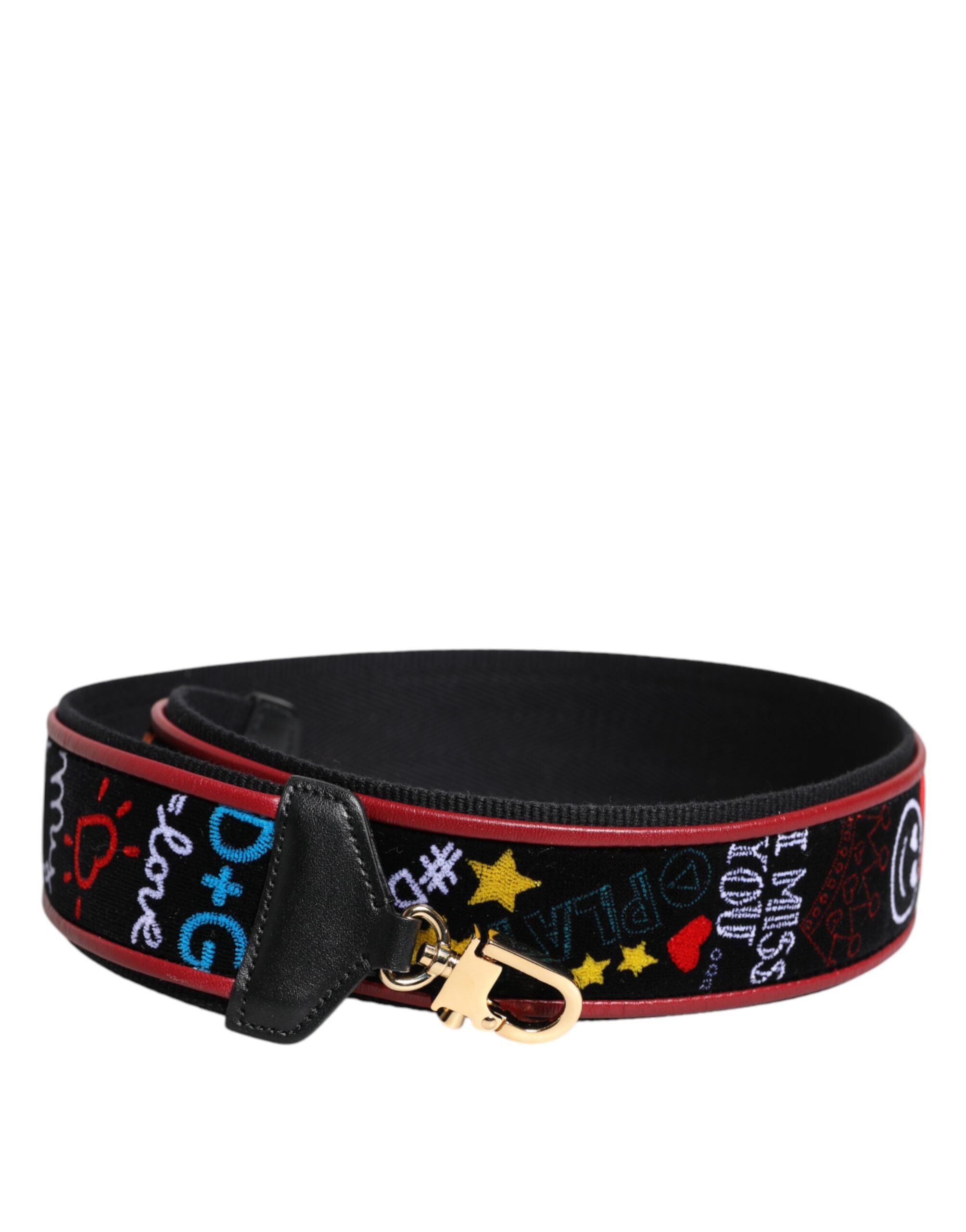 Dolce & Gabbana Black Cotton Printed Bag Shoulder Women's Strap