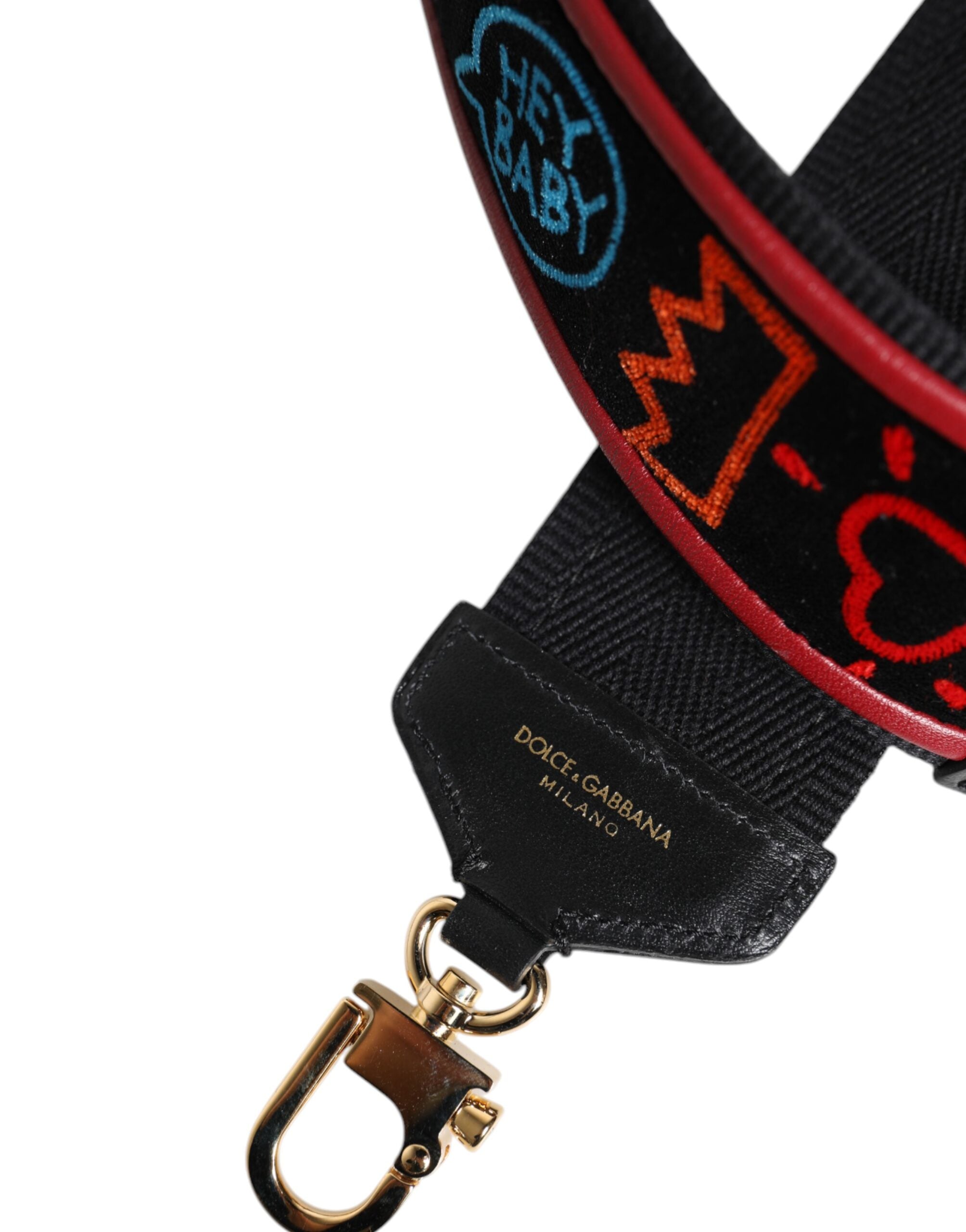 Dolce & Gabbana Black Cotton Printed Bag Shoulder Women's Strap