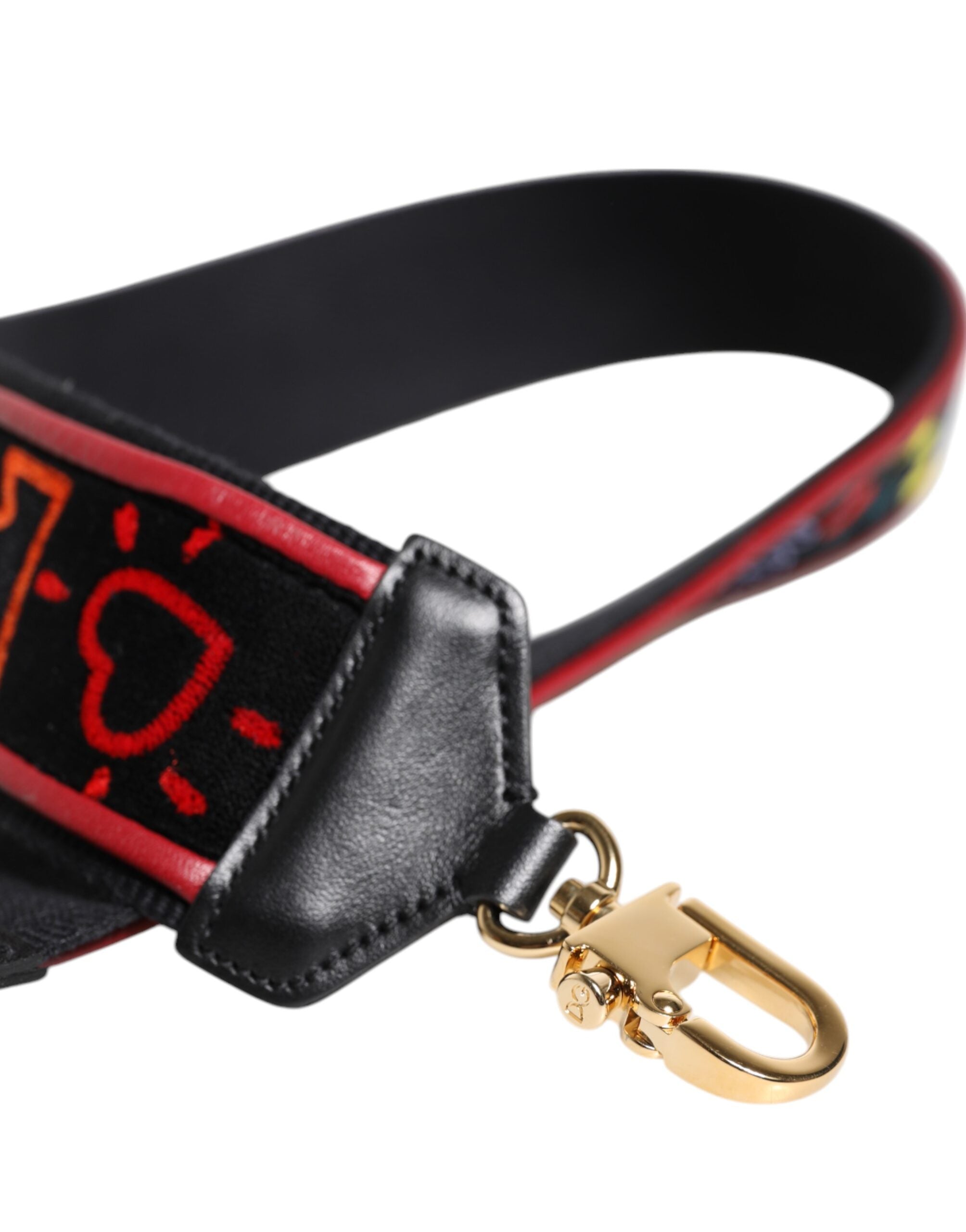 Dolce & Gabbana Black Cotton Printed Bag Shoulder Women's Strap