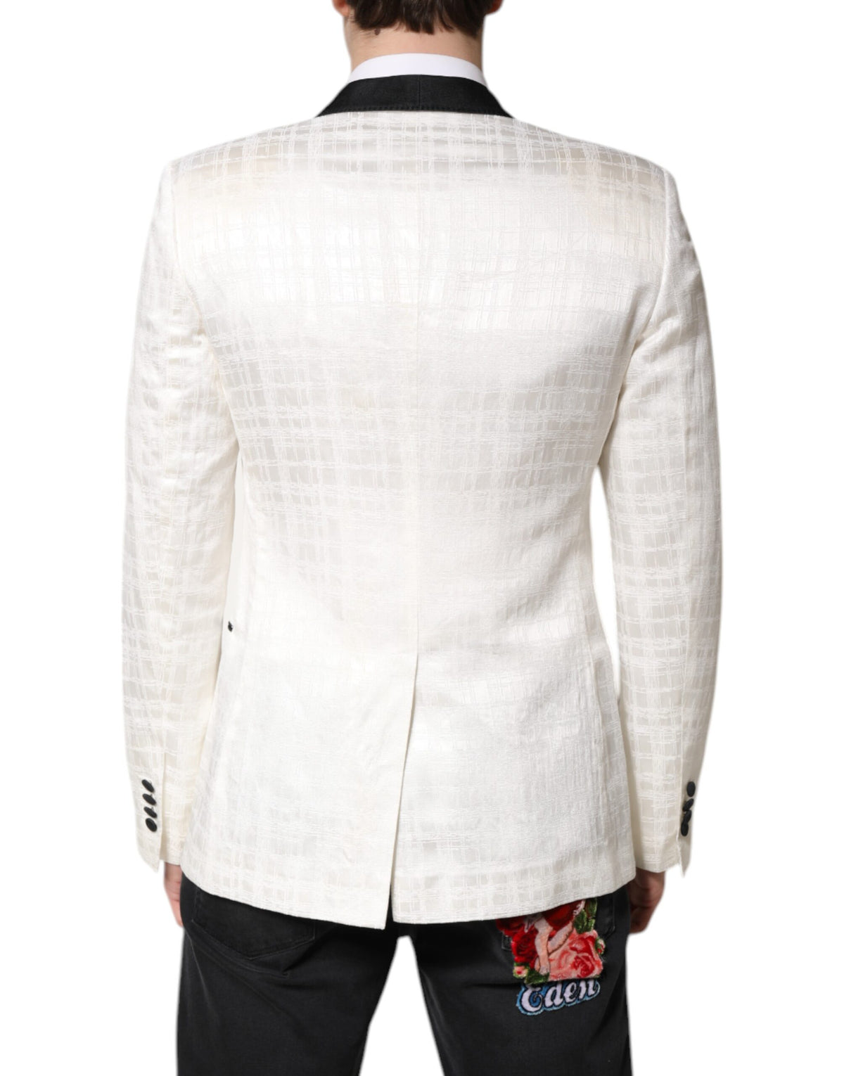 Dolce & Gabbana White Black Single Breasted Coat Blazer Men's Suit (Pre-Owned)