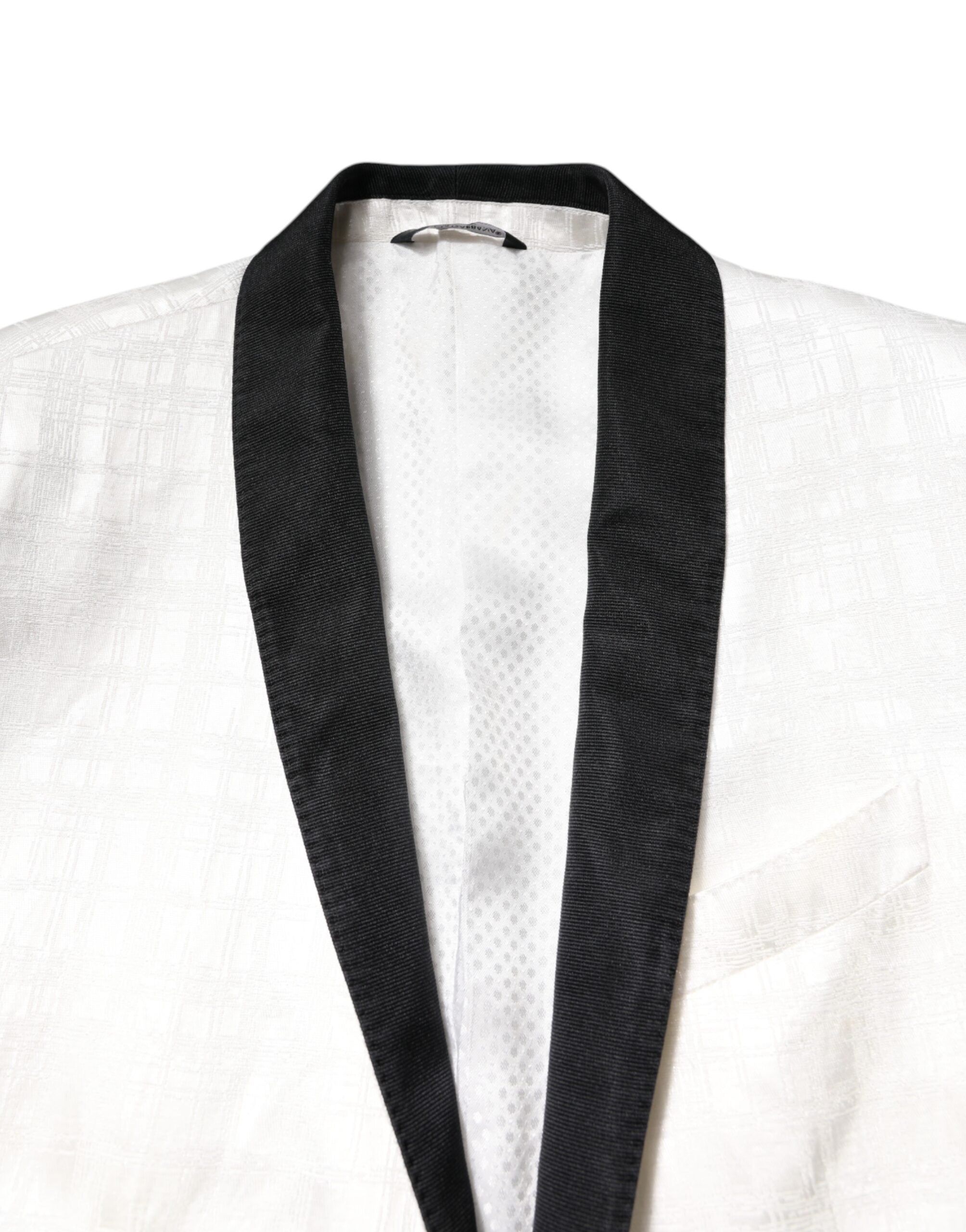 Dolce & Gabbana White Black Single Breasted Coat Blazer Men's Suit (Pre-Owned)