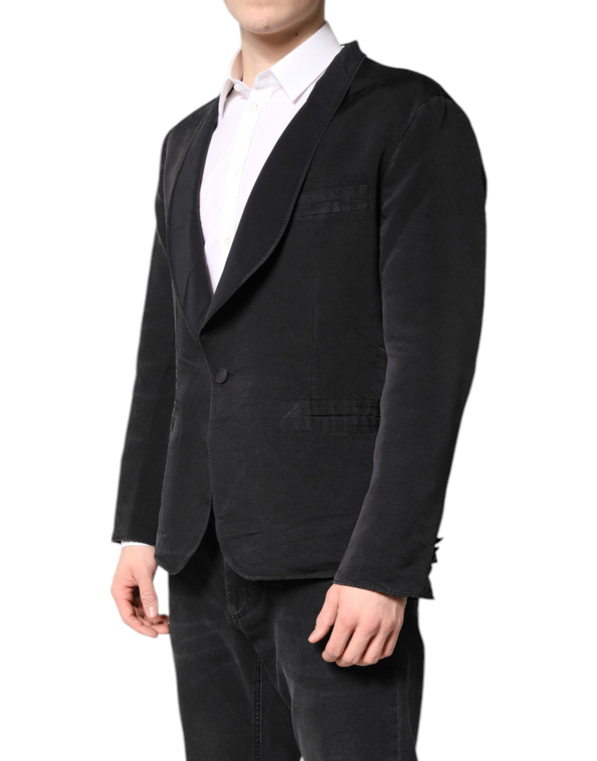 Dolce & Gabbana Black Silk Single Breasted Coat Blazer Men's Suit (Pre-Owned)