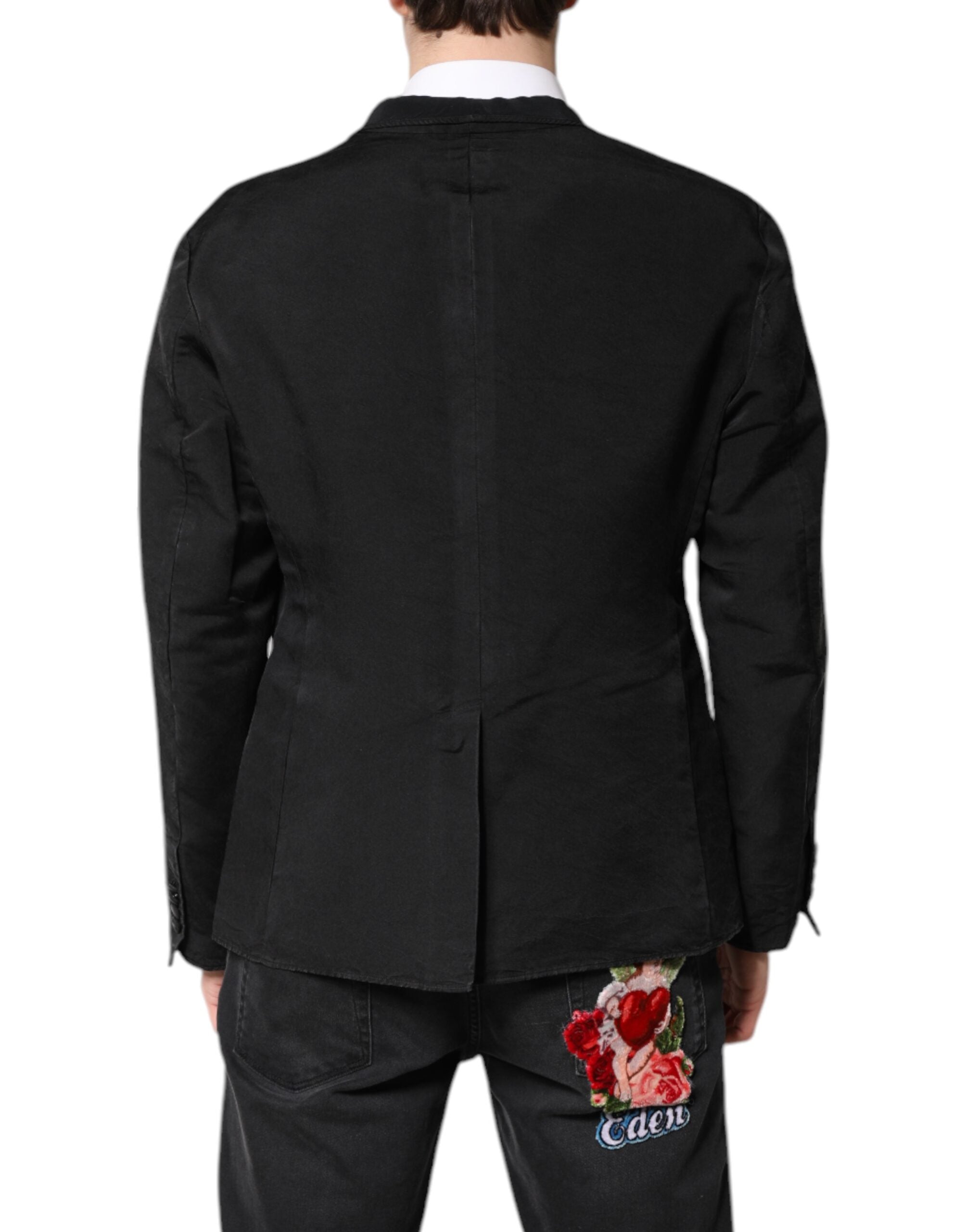 Dolce & Gabbana Black Silk Single Breasted Coat Blazer Men's Suit (Pre-Owned)