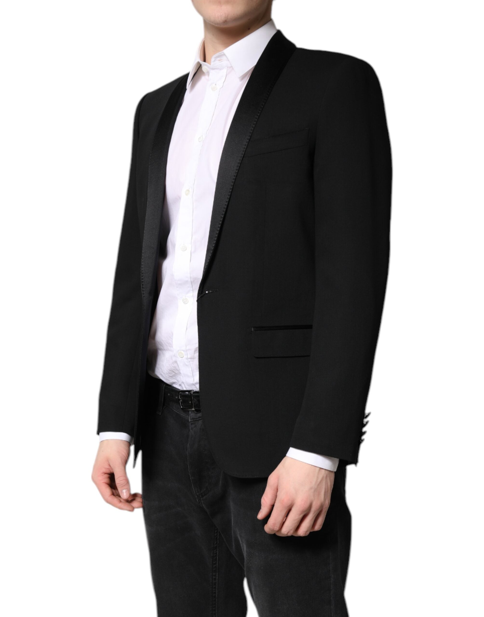 Dolce & Gabbana Black Single Breasted Men Coat MARTINI Men's Blazer