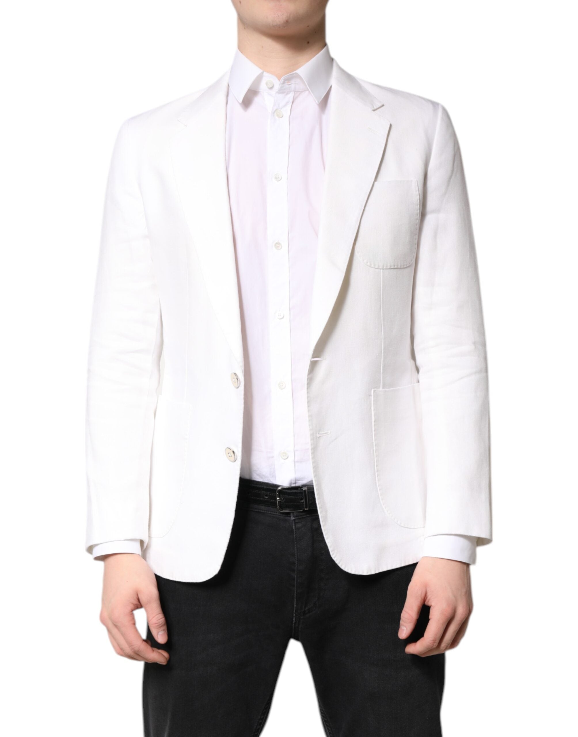 Dolce & Gabbana White Single Breasted Men Coat Blazer Men's Suit (Pre-Owned)