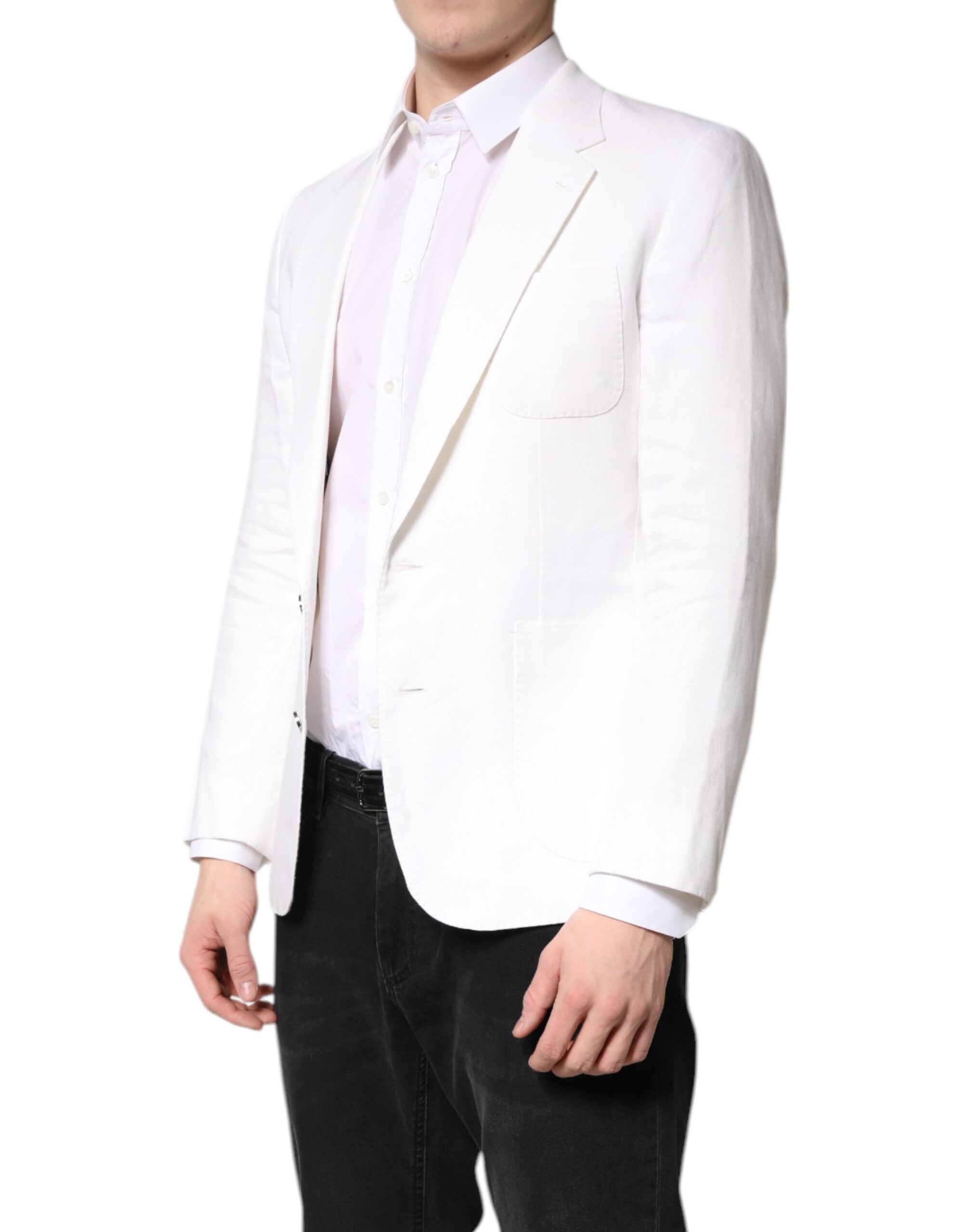 Dolce & Gabbana White Single Breasted Men Coat Blazer Men's Suit (Pre-Owned)