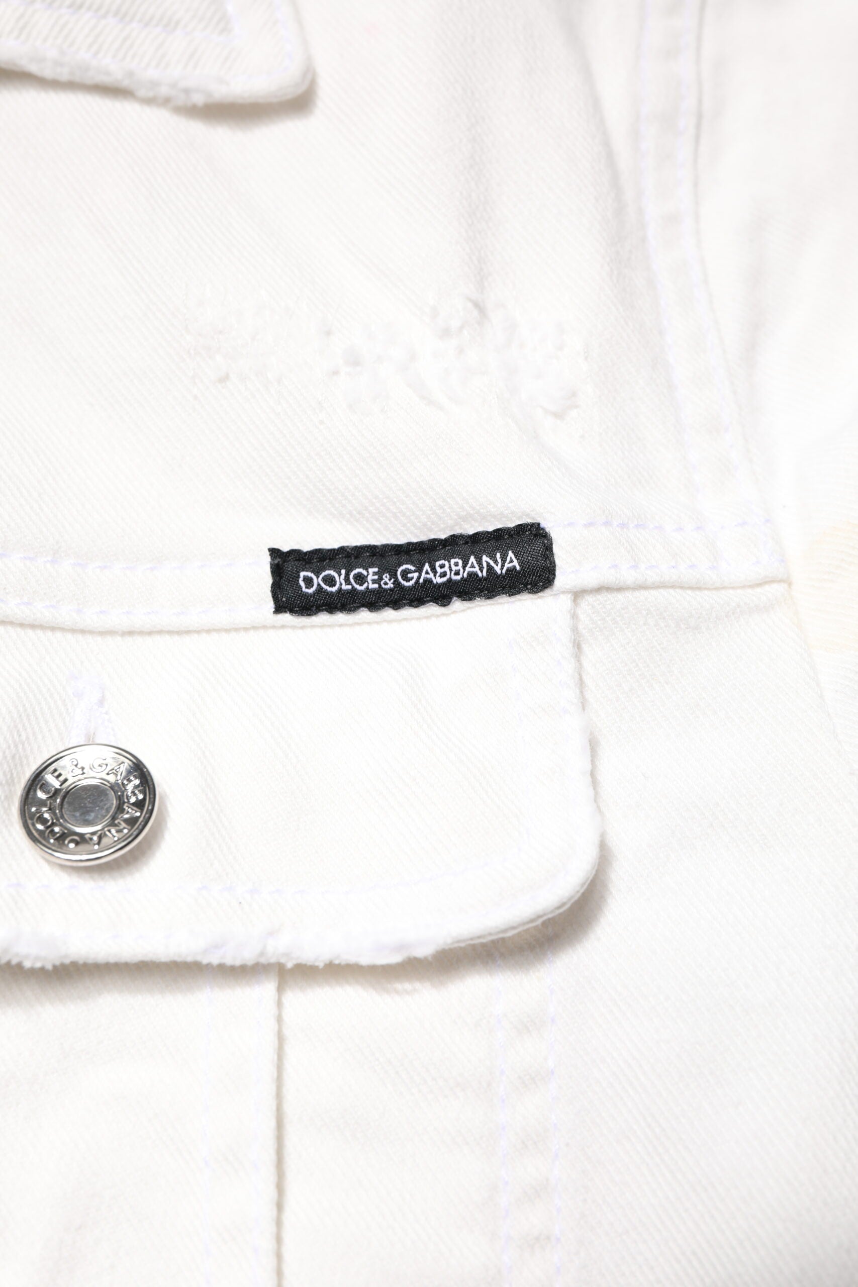Dolce & Gabbana White Graffiti Cotton Stretch Denim Men's Jacket (Pre-Owned)