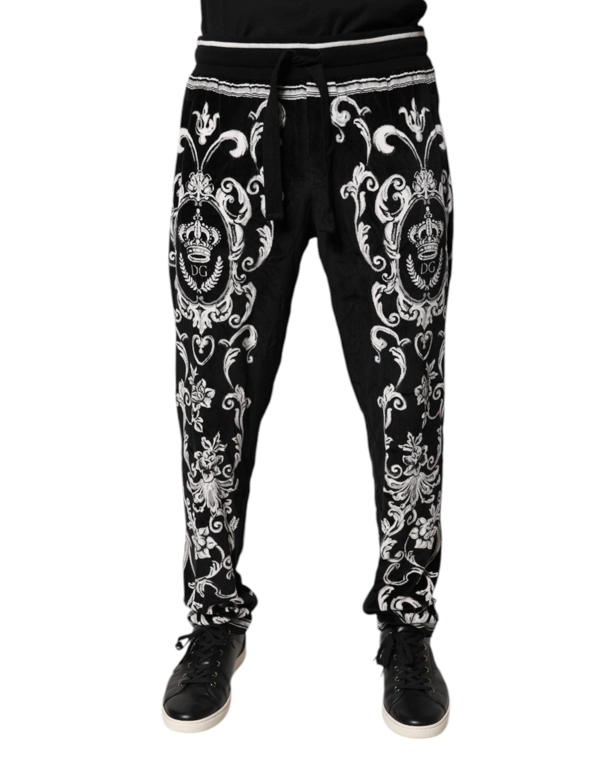 Dolce & Gabbana Black Bandana Cotton Jogger Men's Pants