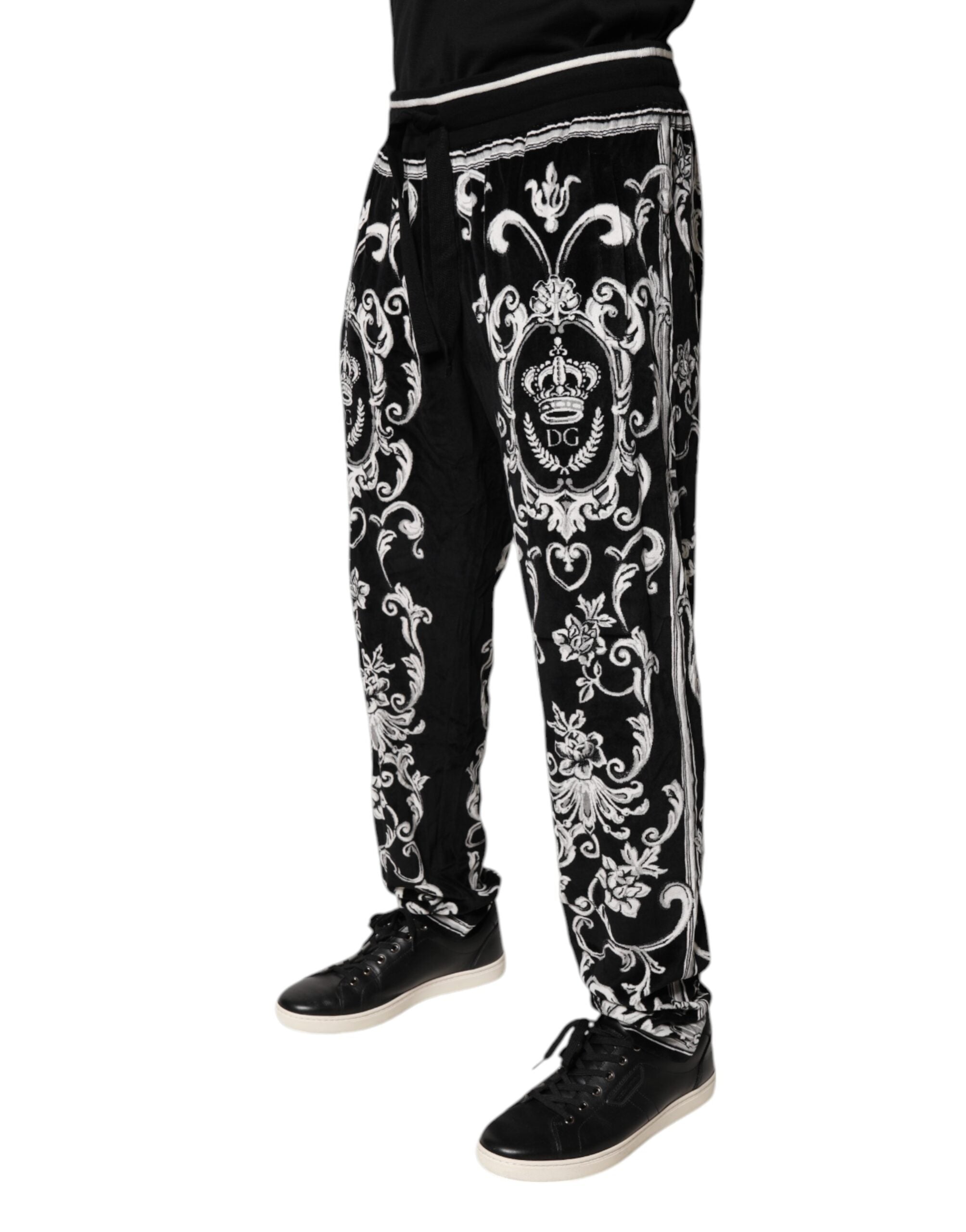 Dolce & Gabbana Black Bandana Cotton Jogger Men's Pants