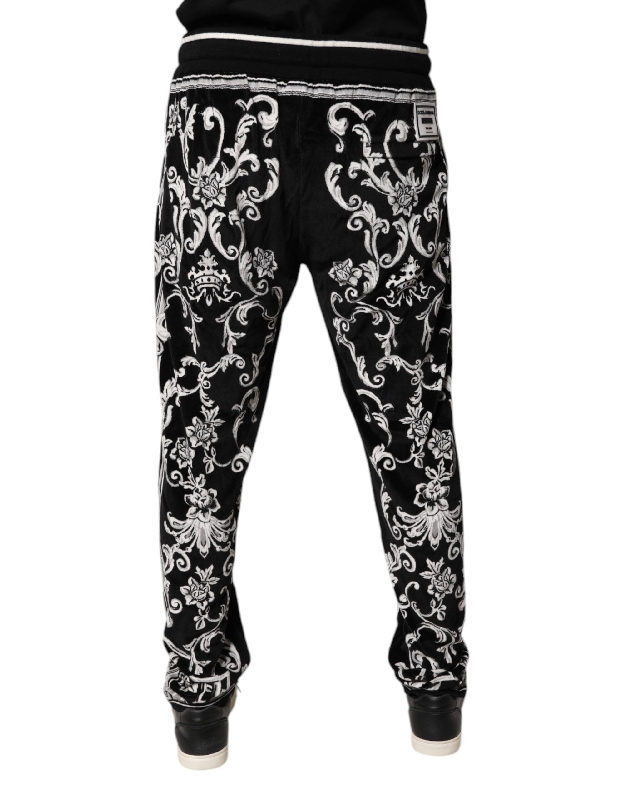 Dolce & Gabbana Black Bandana Cotton Jogger Men's Pants