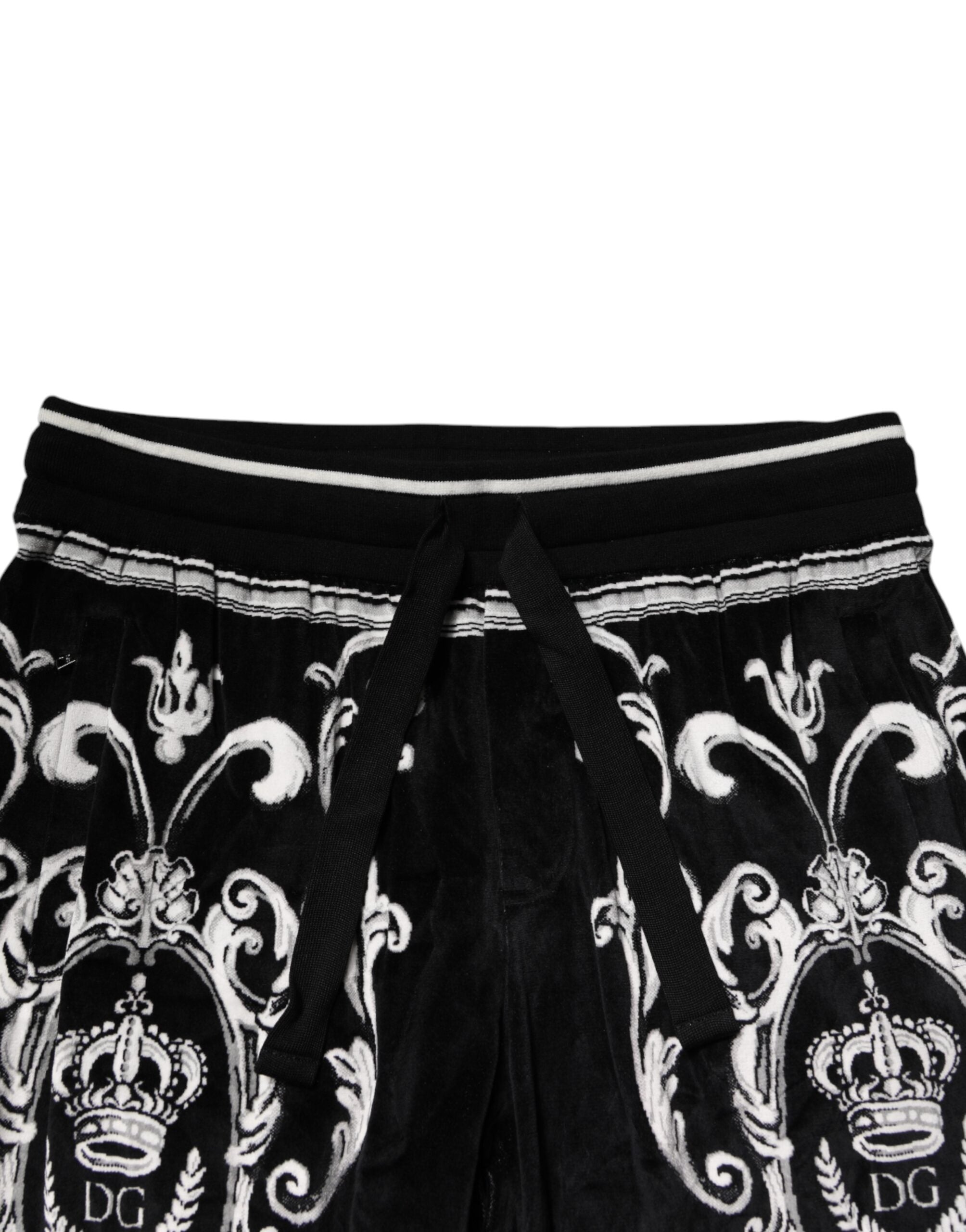 Dolce & Gabbana Black Bandana Cotton Jogger Men's Pants