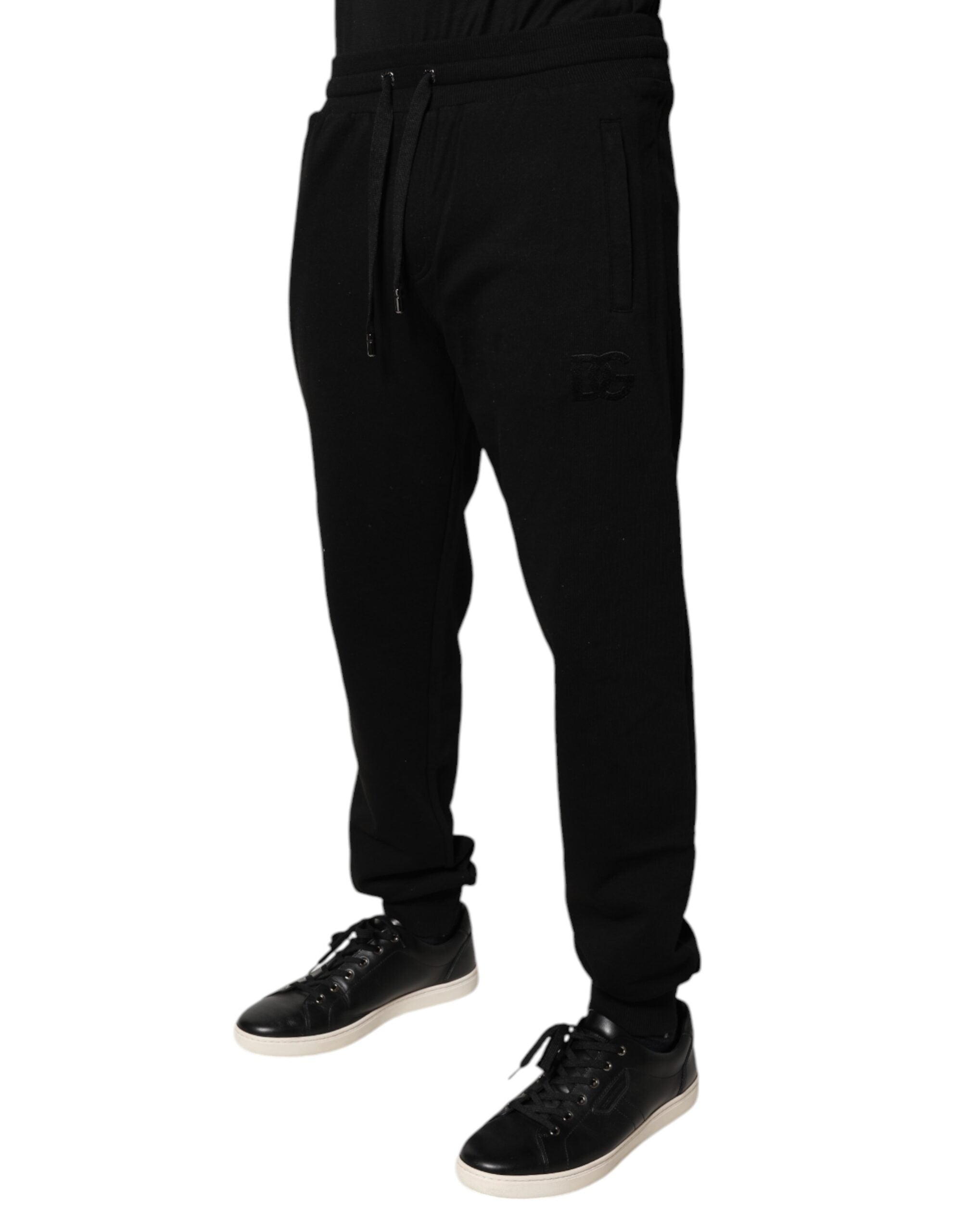 Dolce & Gabbana Black Cotton Mid Waist Jogger SweatMen's Men's Pants