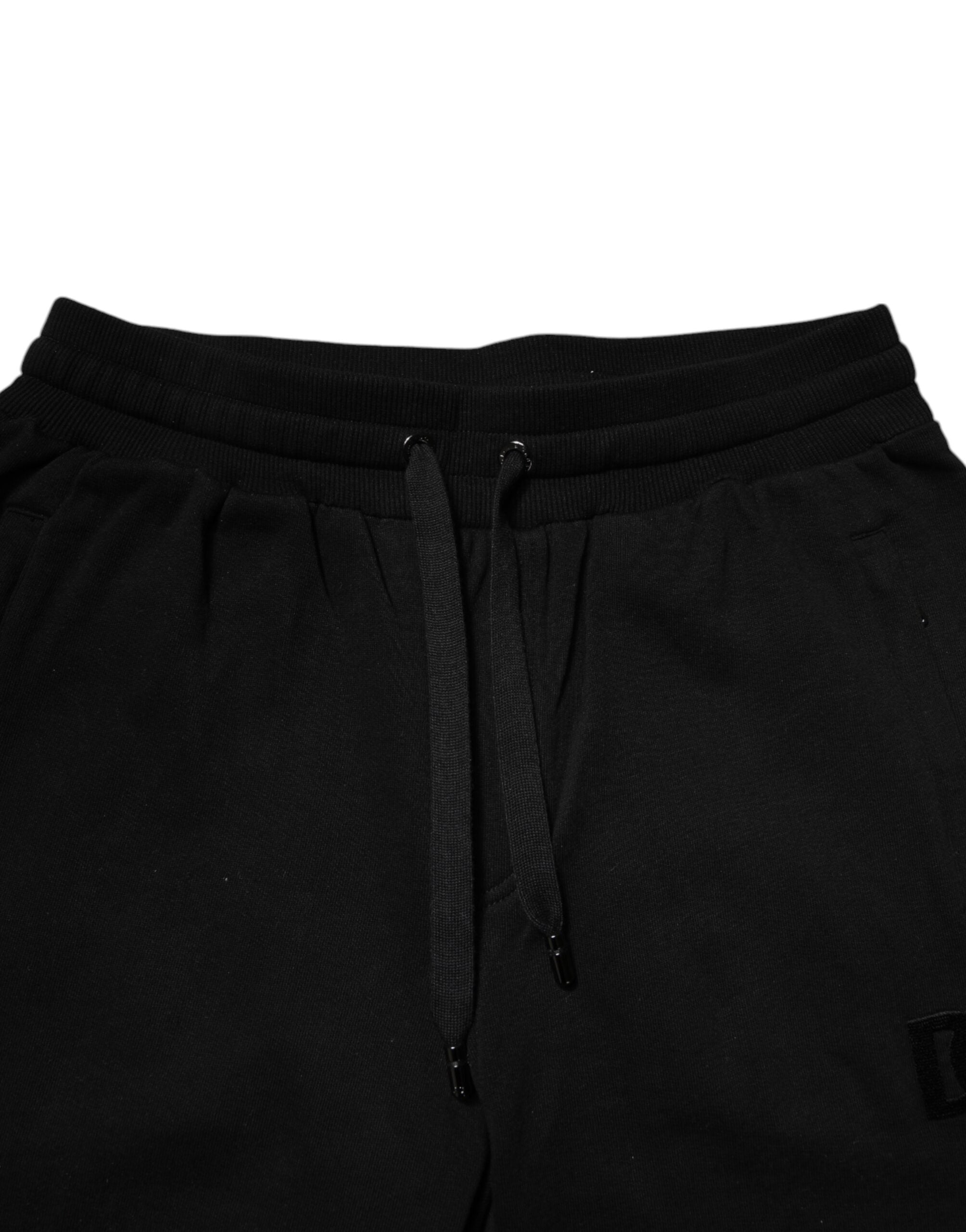 Dolce & Gabbana Black Cotton Mid Waist Jogger SweatMen's Men's Pants
