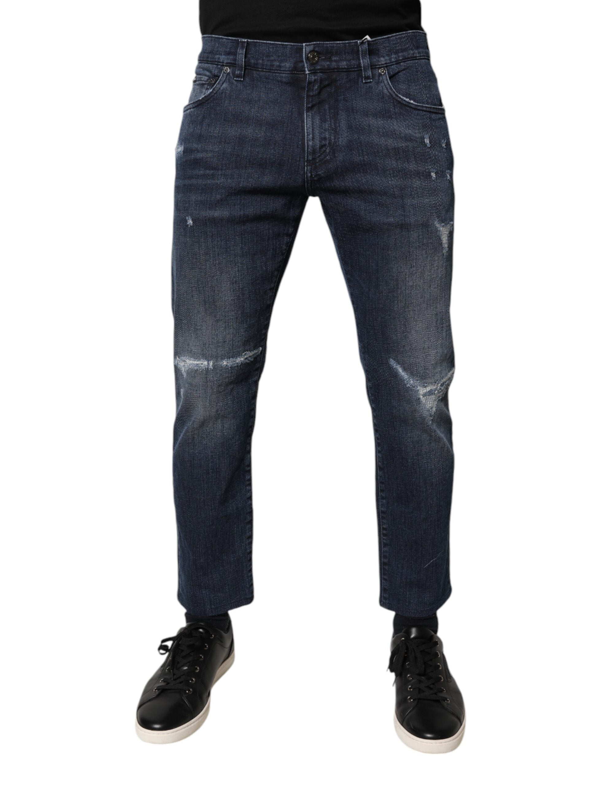 Dolce & Gabbana Blue Cotton Stretch Skinny Men Denim Men's Jeans