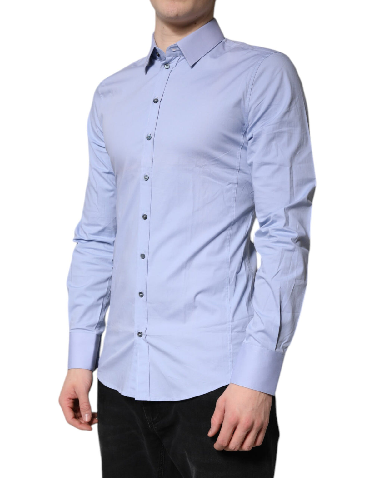 Dolce & Gabbana Light Blue Cotton SICILIA Dress Formal Men's Shirt (Pre-Owned)
