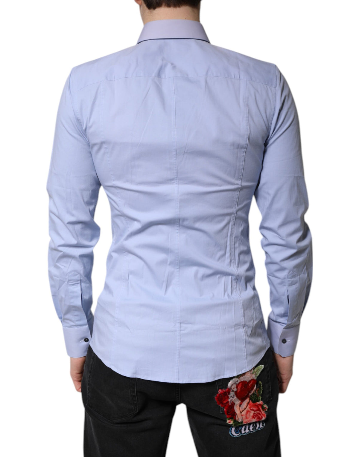 Dolce & Gabbana Light Blue Cotton SICILIA Dress Formal Men's Shirt (Pre-Owned)