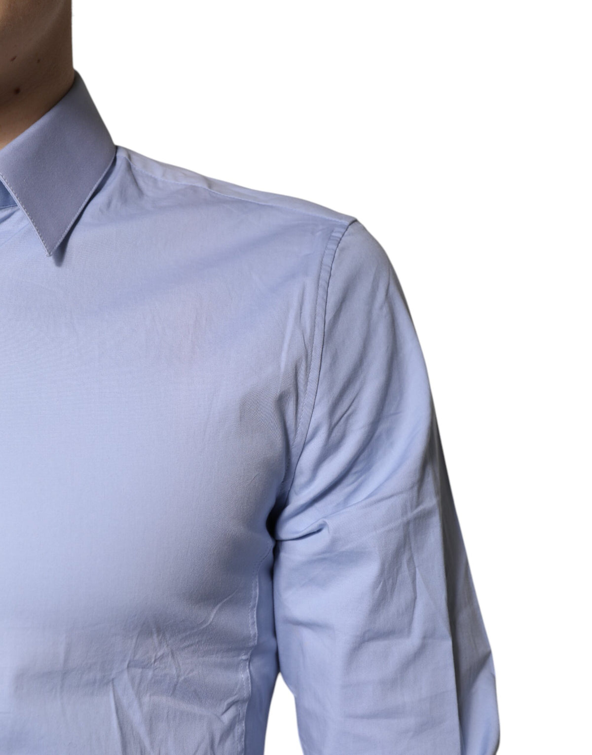 Dolce & Gabbana Light Blue Cotton SICILIA Dress Formal Men's Shirt (Pre-Owned)