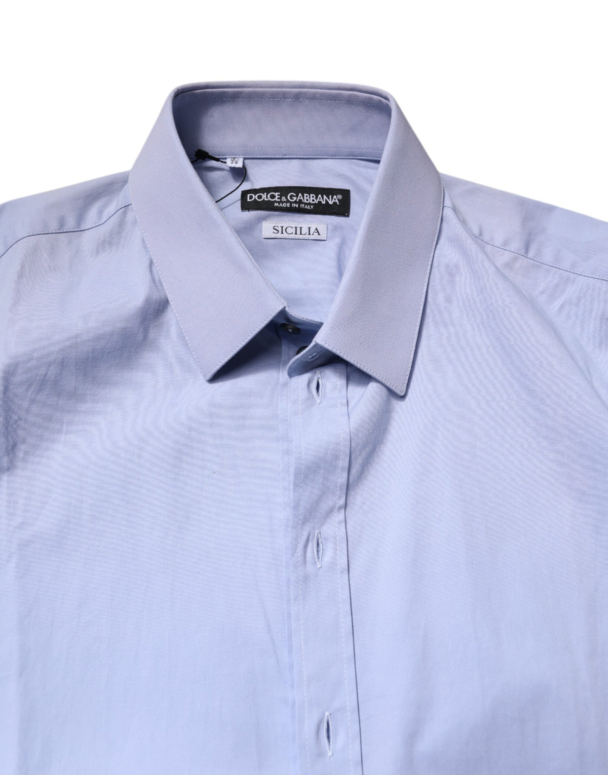 Dolce & Gabbana Light Blue Cotton SICILIA Dress Formal Men's Shirt (Pre-Owned)