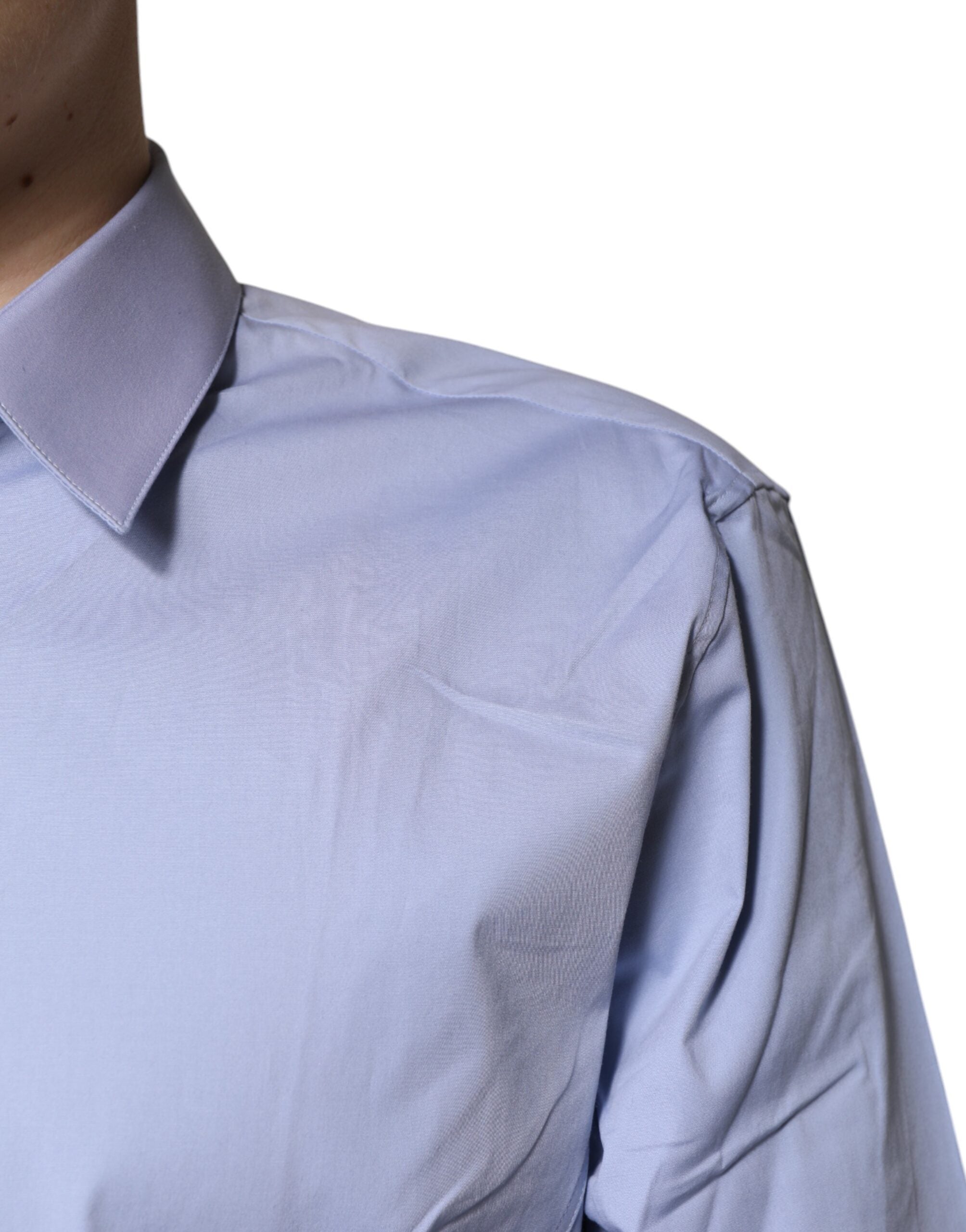 Dolce & Gabbana Light Blue Cotton SICILIA Dress Formal Men's Shirt (Pre-Owned)